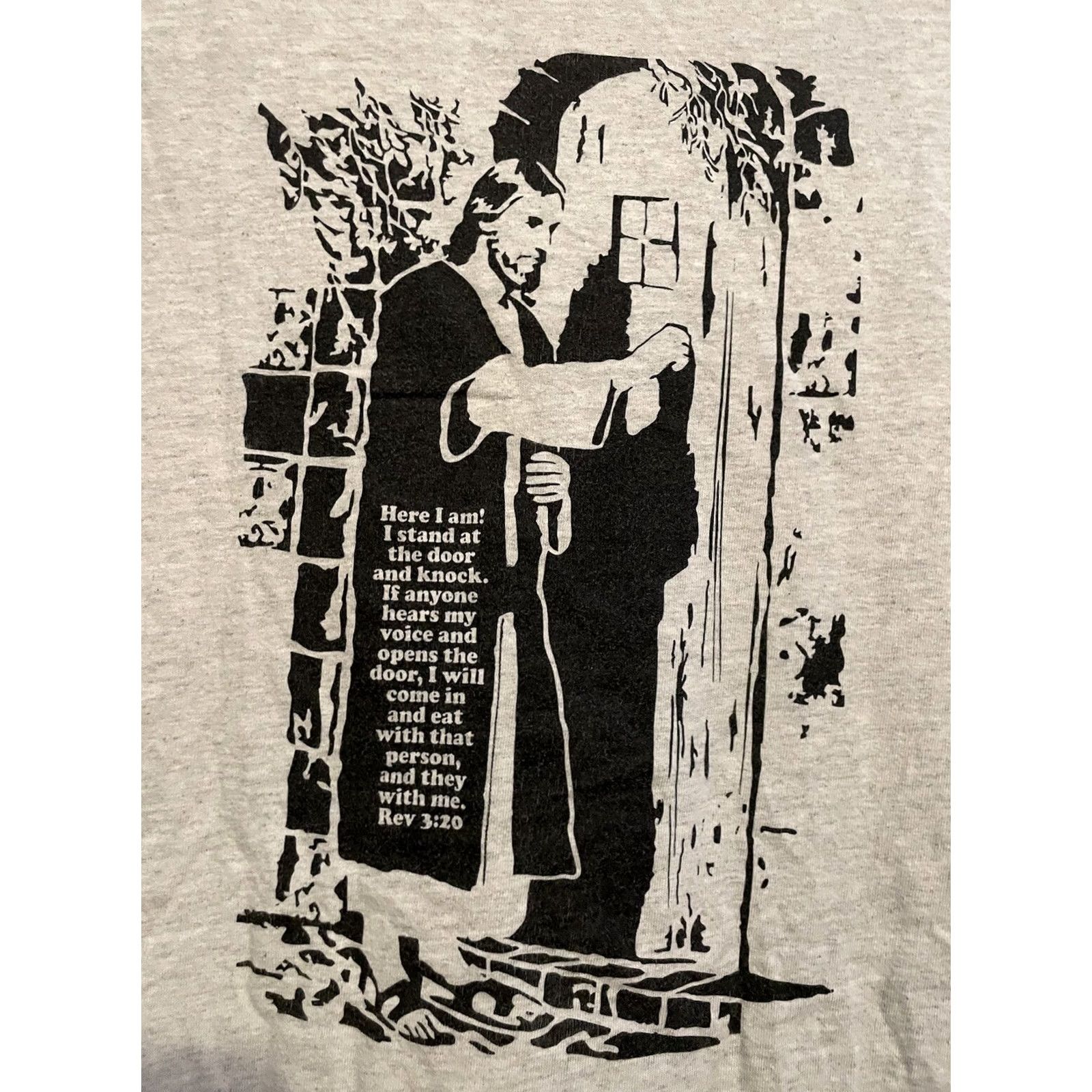 Vintage VINTAGE Religion Shirt Mens XL Gray Jesus Knock Revelations Size God A279 Size US XL / EU 56 / 4 - 2 Thumbnail