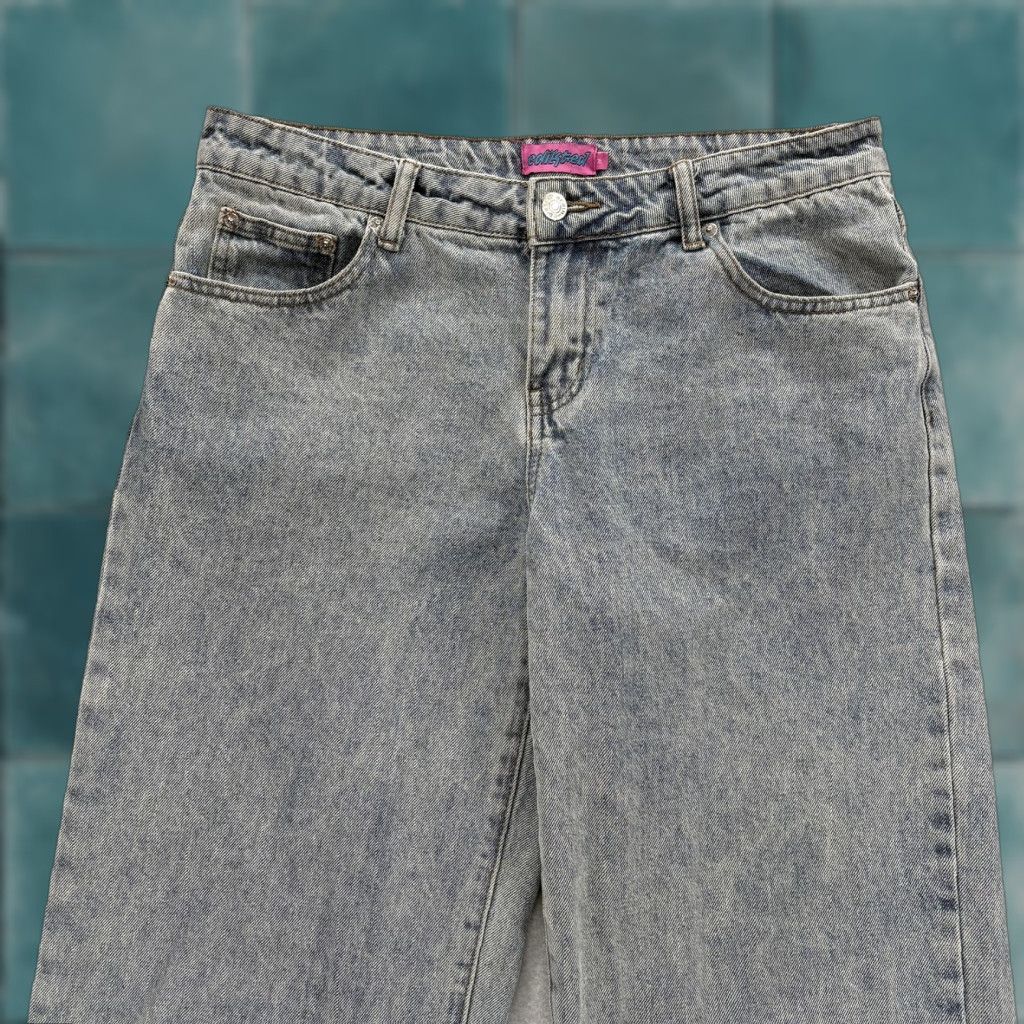 Vintage Edikted Jeans Womens Medium Light Wash Gray High Rise Wide Leg Y2K Skater Jeans Size 32" / US 10 / IT 46 - 1 Thumbnail