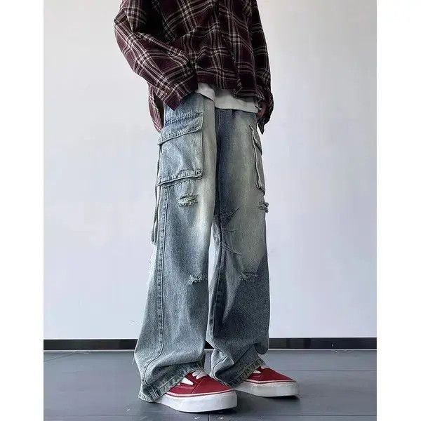 Japanese Brand VIBE Ripped Holes Cargo jeans Size US 32 / EU 48 - 4 Thumbnail