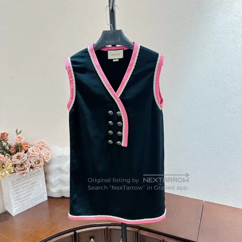 Gucci Gucci Pink-bordered black sleeveless dress Size XS / US 0-2 / IT 36-38 - 1 Thumbnail