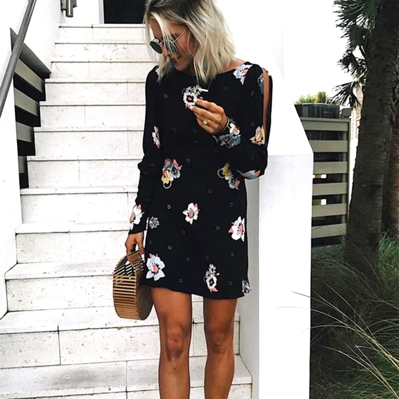 Free People Free People Sunshadows Mini Dress - Black Combo - size 4 Size S / US 4 / IT 40 - 6 Thumbnail