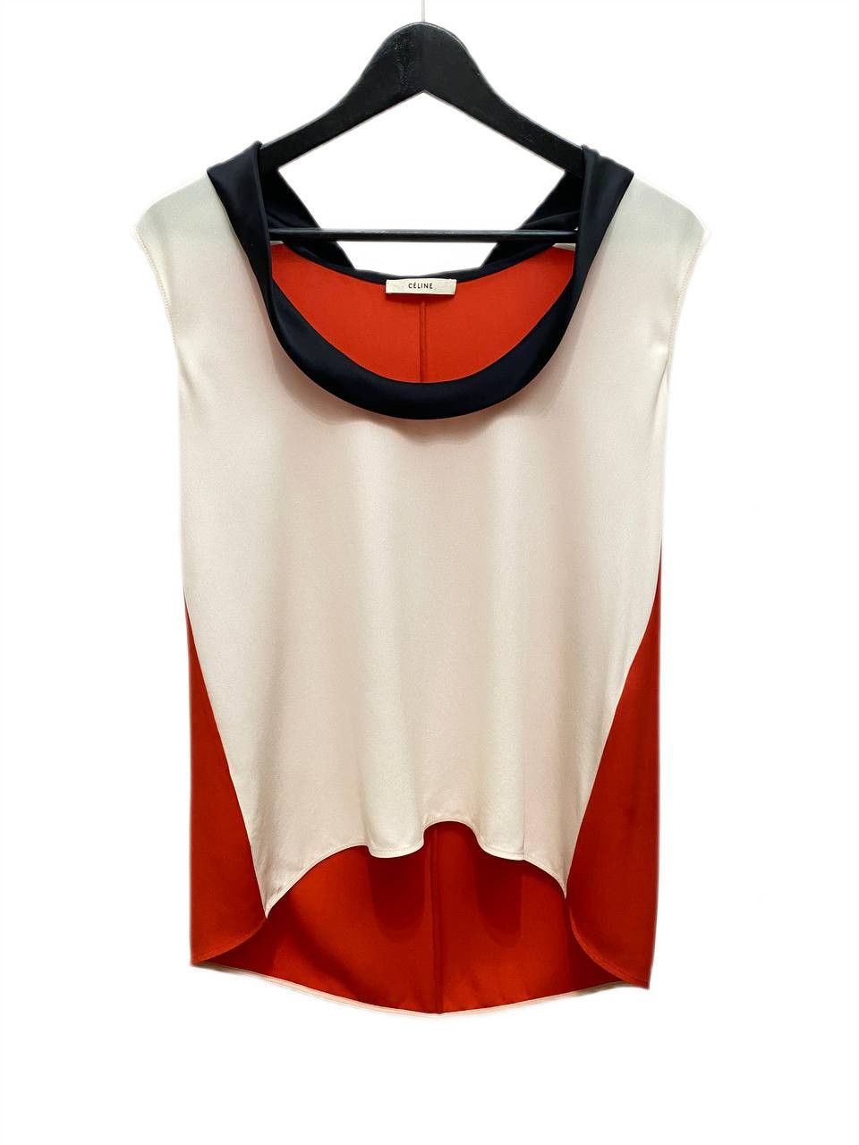 Celine Céline Celine Colorblocked Silk Tank Top Blouse Women Size L / US 10 / IT 46 - 1 Thumbnail