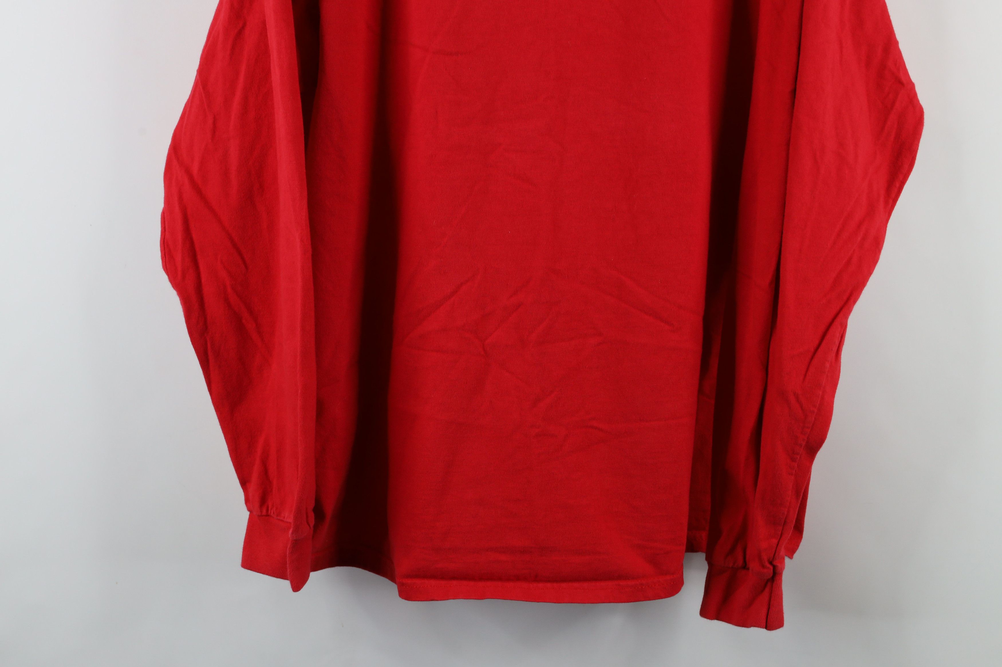 Hanes × Vintage Vintage 90s Hanes Beefy Blank Cotton Long Sleeve T-Shirt Red Size US XL / EU 56 / 4 - 3 Thumbnail