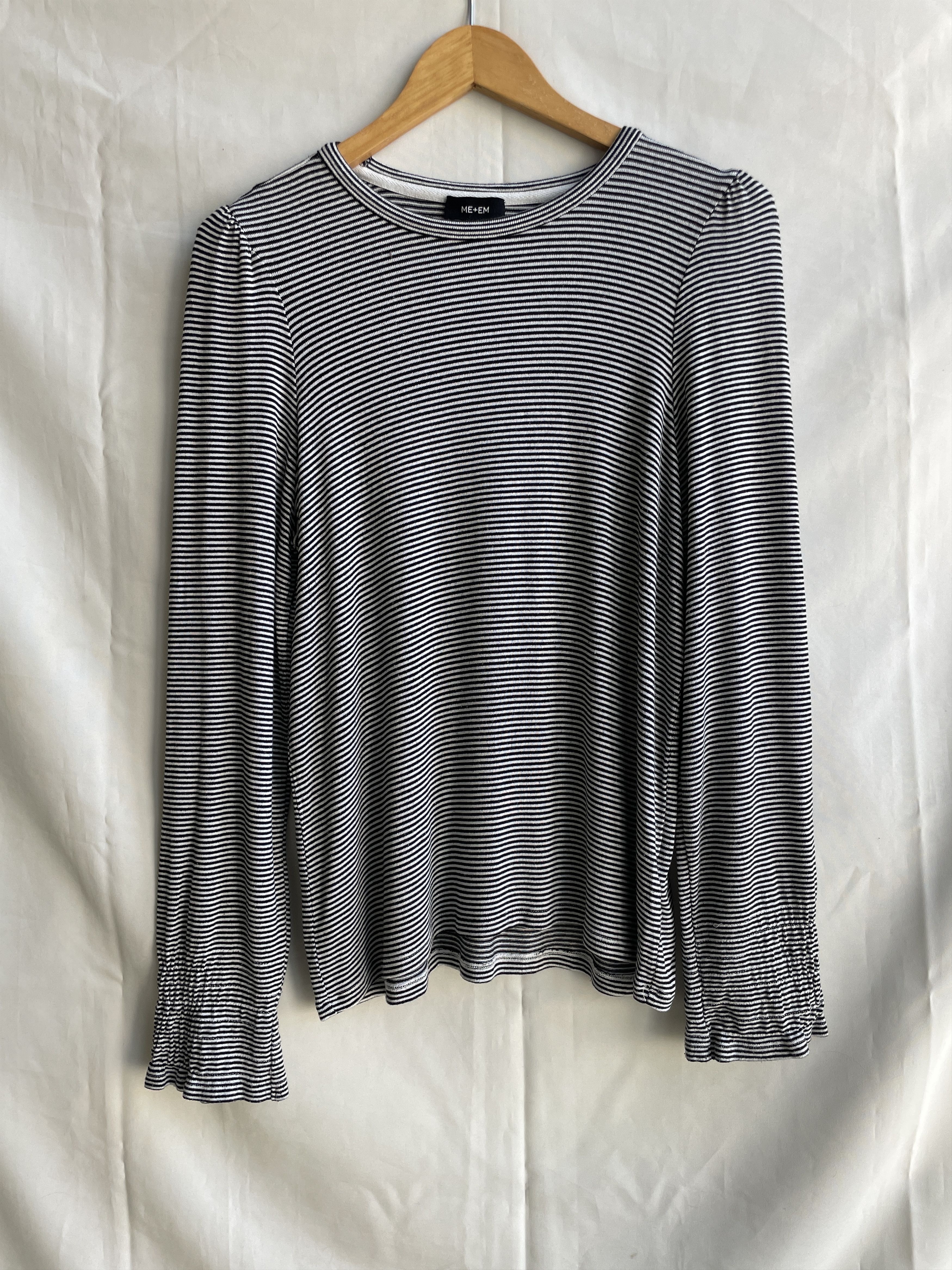 ME+EM Me+Em Striped Ruffles Sleeve Womens Top T-Shirt Size L / US 10 / IT 46 - 1 Thumbnail