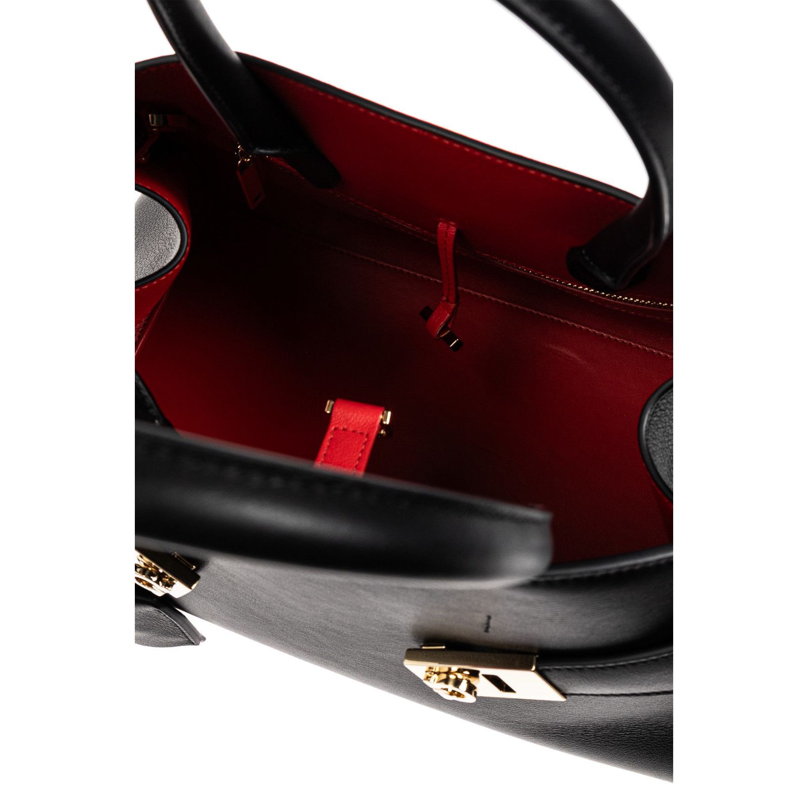 Salvatore Ferragamo FERRAGAMO Hug Small Black/Red Leather Top Handle Bag New Size ONE SIZE - 4 Thumbnail