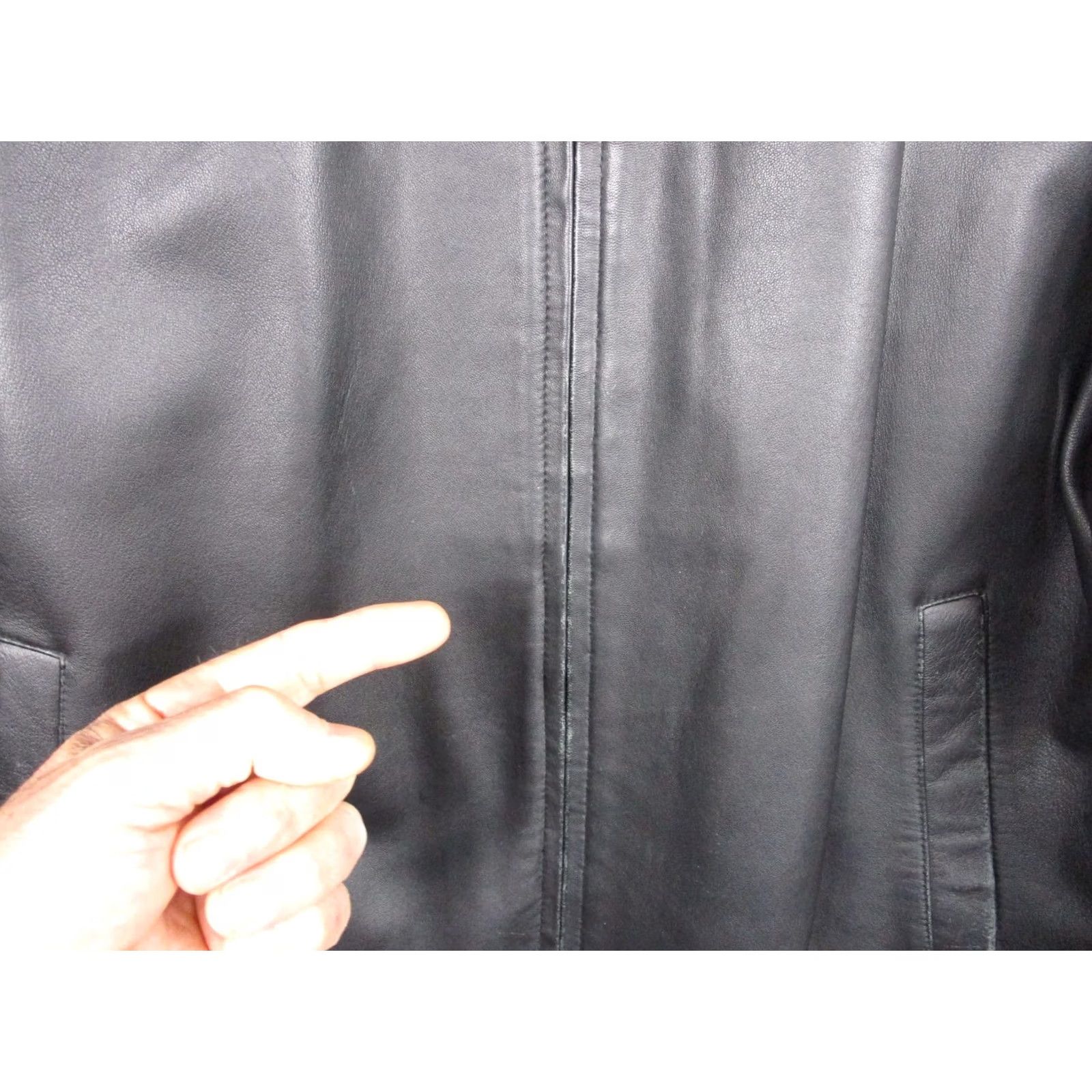 Vintage Colebrook Mens Jacket Leather Bomber Full Zip Quilted Lined Pockets Black Large Regular Fit Zip Front Shirt Collar Size US L / EU 52-54 / 3 - 5 Thumbnail