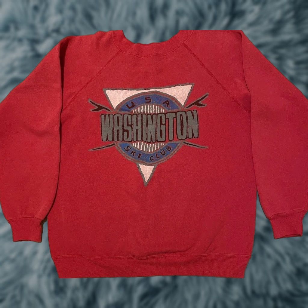 Vintage VINTAGE Washington Ski Club Faded Sweatshirt Hoodie S Red 90s Grunge USA Men Size US S / EU 44-46 / 1 - 1 Thumbnail
