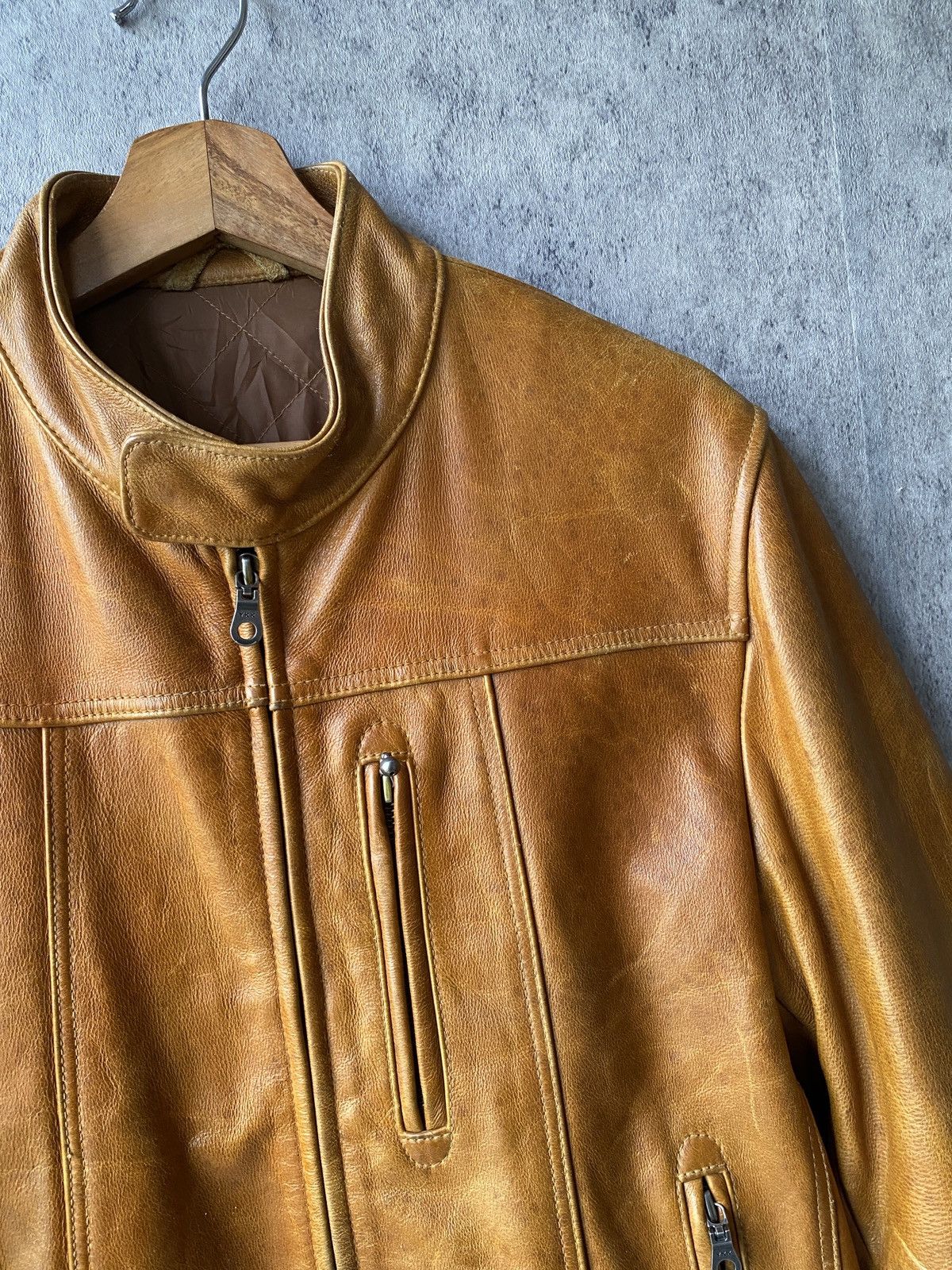 Japanese Brand Vintage Uniqlo Patina Design Leather Jacket Size US M / EU 48-50 / 2 - 7 Thumbnail