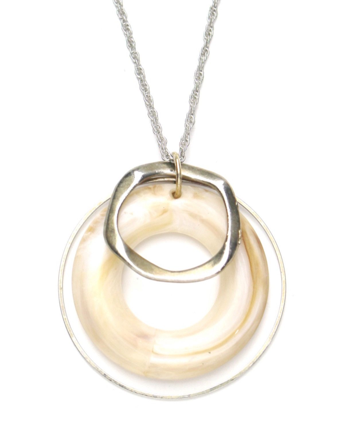 Vintage 2000S JAPANESE CIRCULAR RESIN & SILVER-TONE NECKLACE Size ONE SIZE - 1 Thumbnail