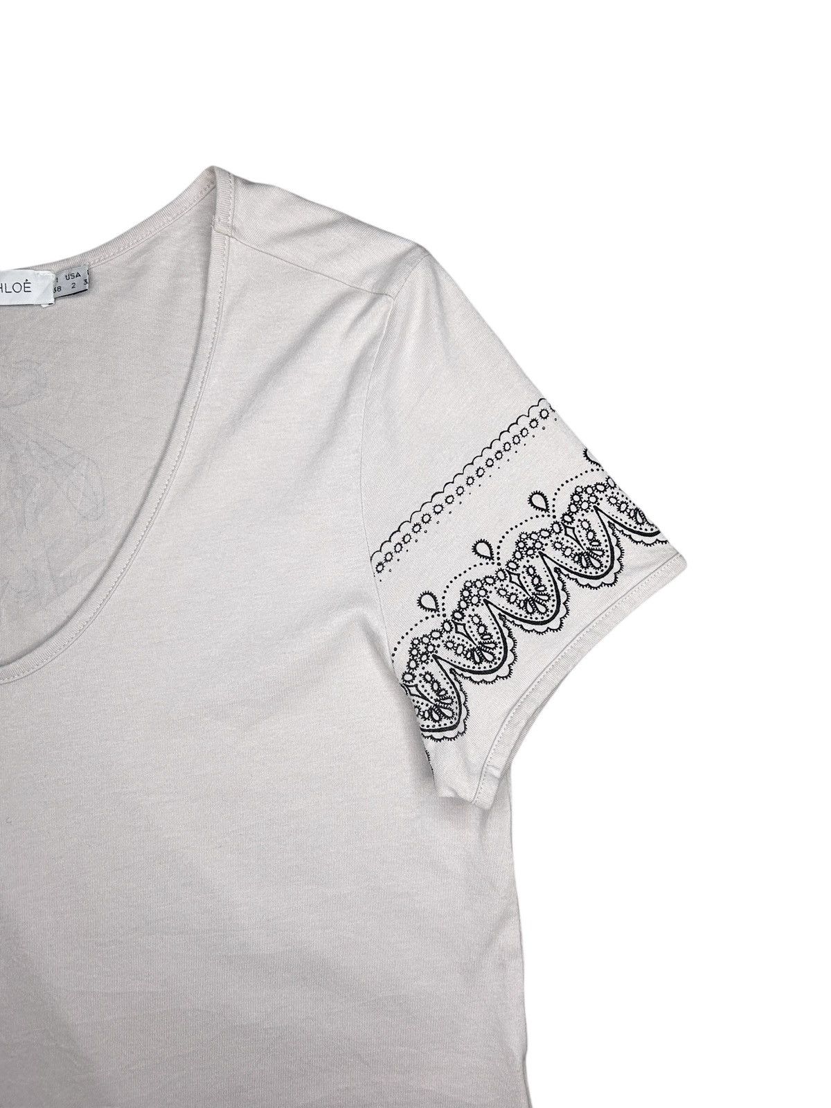 Chloe 00s Lace Print T-Shirt Size XS / US 0-2 / IT 36-38 - 4 Thumbnail