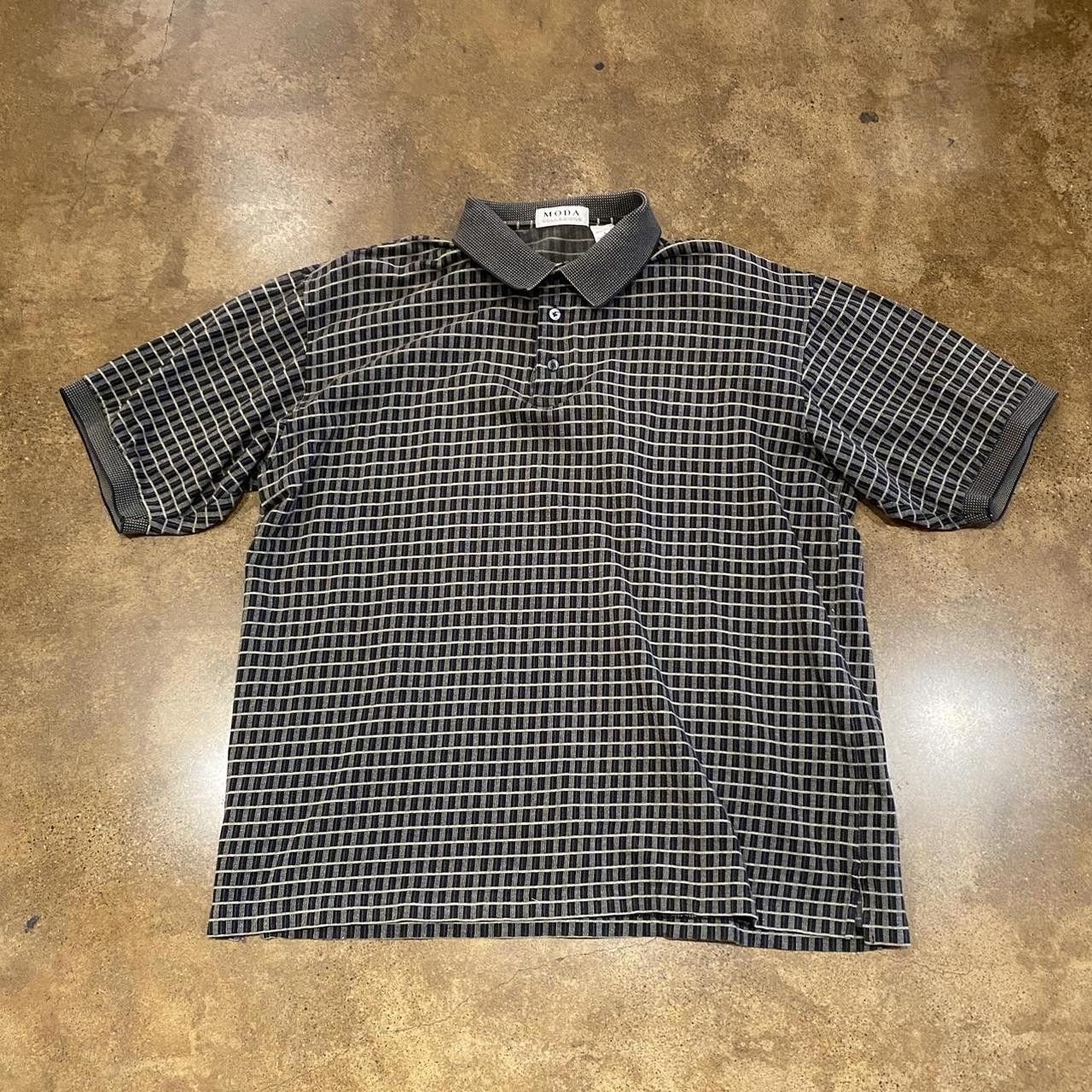 Designer Dark Grey/Tan Grid Polo Shirt Size US L / EU 52-54 / 3 - 2 Thumbnail