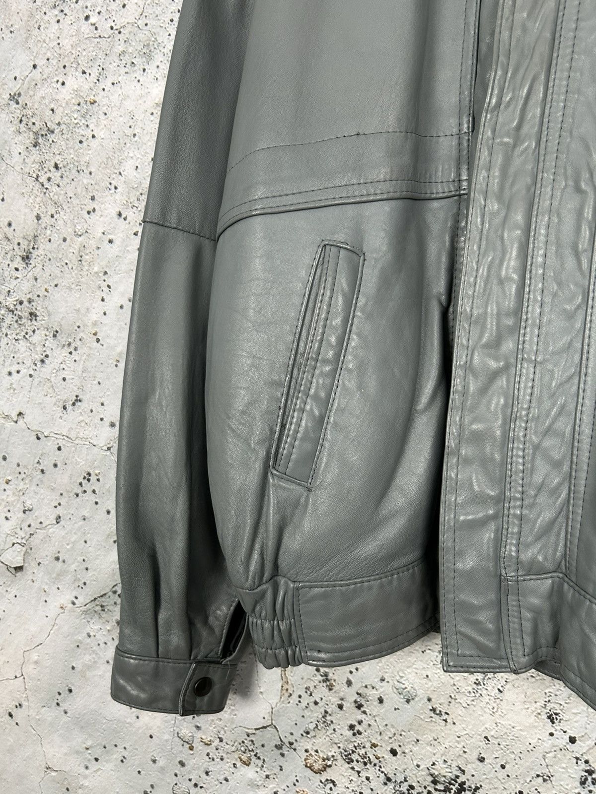 Genuine Leather Vintage Grey Genuine Leather Jacket Bomber Military 90s Rare Size US L / EU 52-54 / 3 - 4 Thumbnail