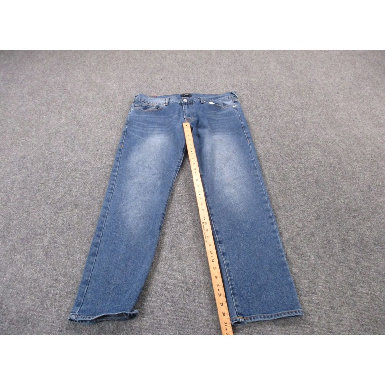 True Religion True Religion Geno Jeans 36 Blue Denim Slim Regular - Mens Jeans, 31 Inseam, Button Zip Closure, Cotton Polyester, Distressed Faded Size US 36 / EU 52 - 3 Thumbnail