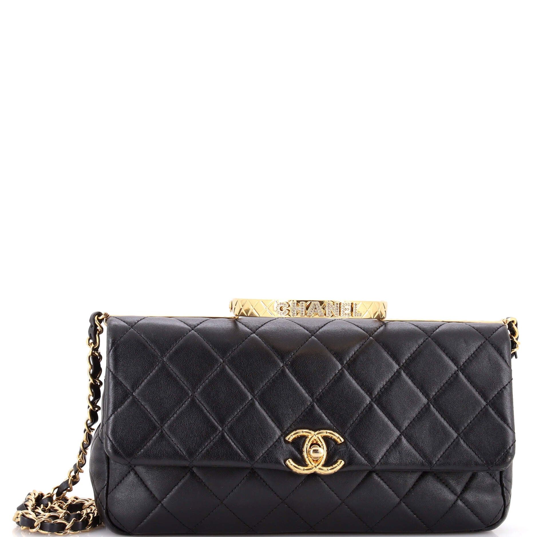 Chanel Logo Quilted Metal Top Handle Flap Bag Size ONE SIZE - 1 Thumbnail