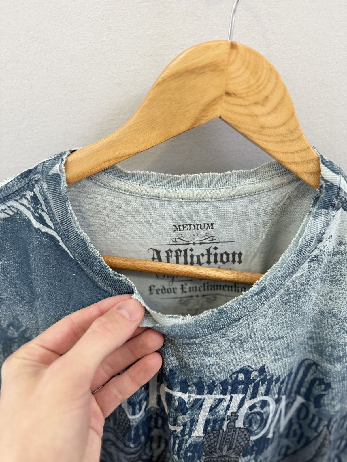 Affliction Y2K Affliction Style Blue and black Destruction T-shirt Size US M / EU 48-50 / 2 - 5 Thumbnail
