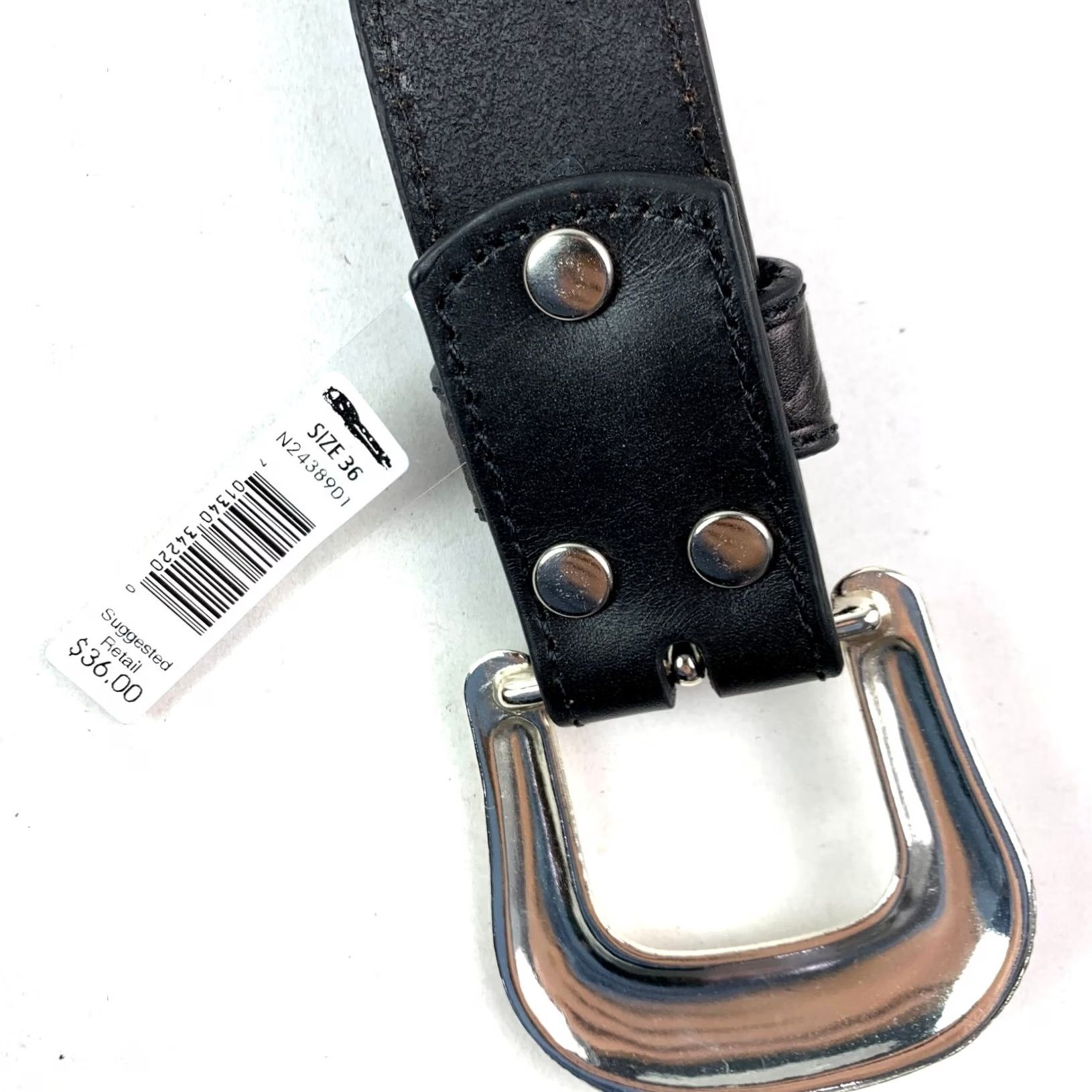 Vintage Nocona Black Genuine Leather Tooled Belt Mens 36 NWT N2438901 Size ONE SIZE - 3 Thumbnail
