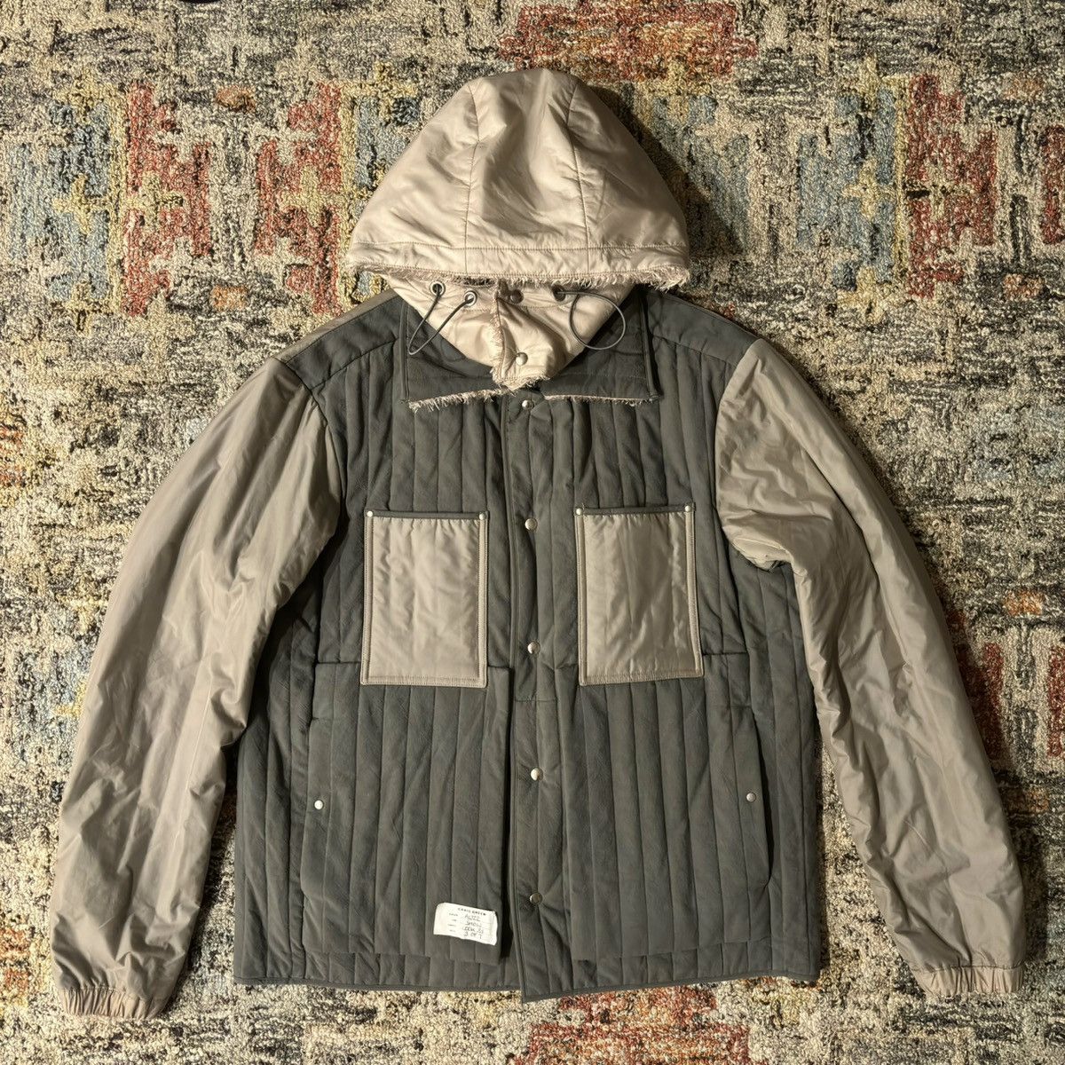 image of Craig Green Aw22 Runway Sample Fluffy Reversible Workwear Jacket Olive in Beige, Men's (Size Small)