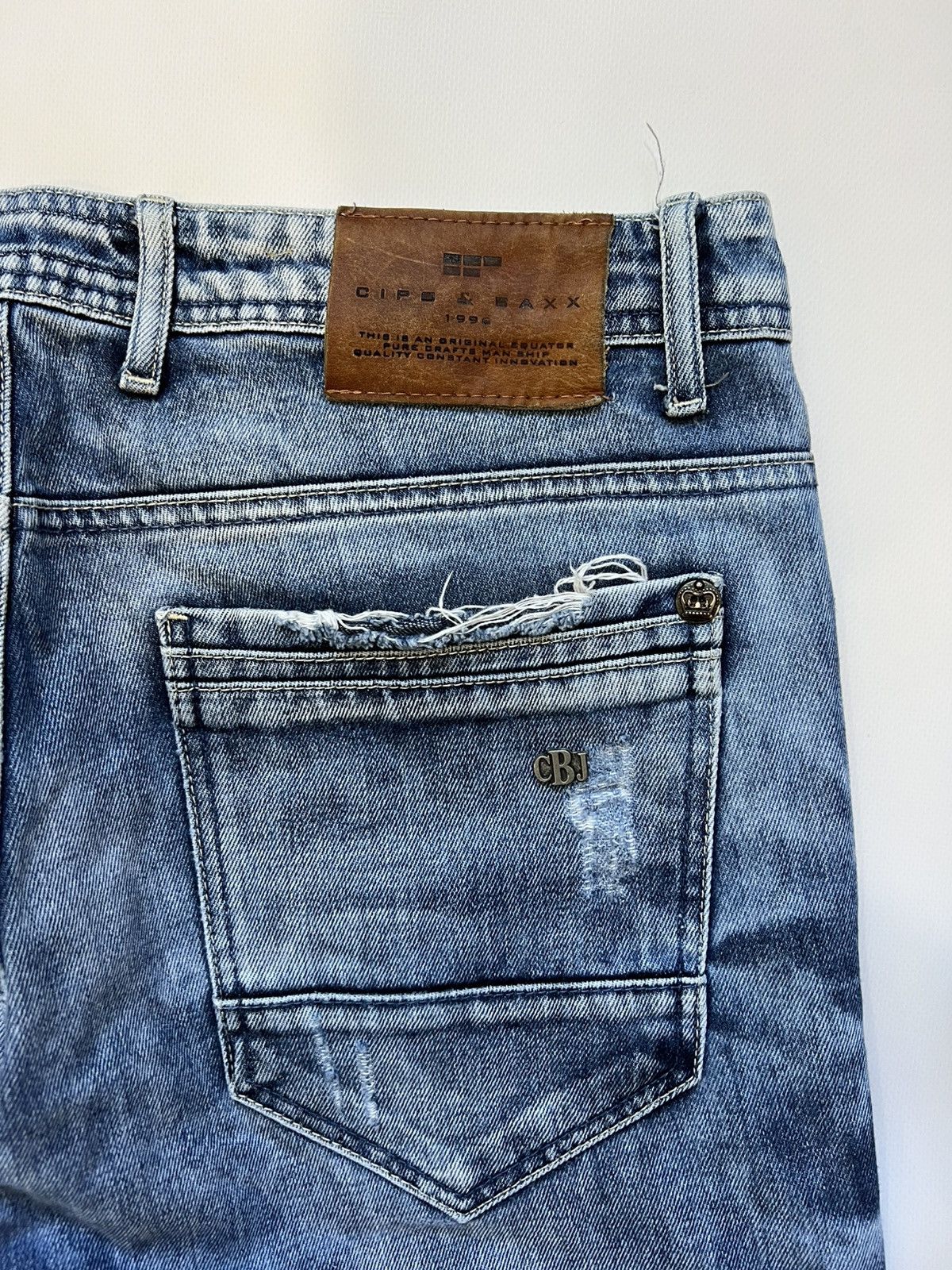 If Six Was Nine Japanese Brand - CIPO&BAXX Multi Pocket Jeans Pants Distress Size US 34 / EU 50 - 4 Thumbnail