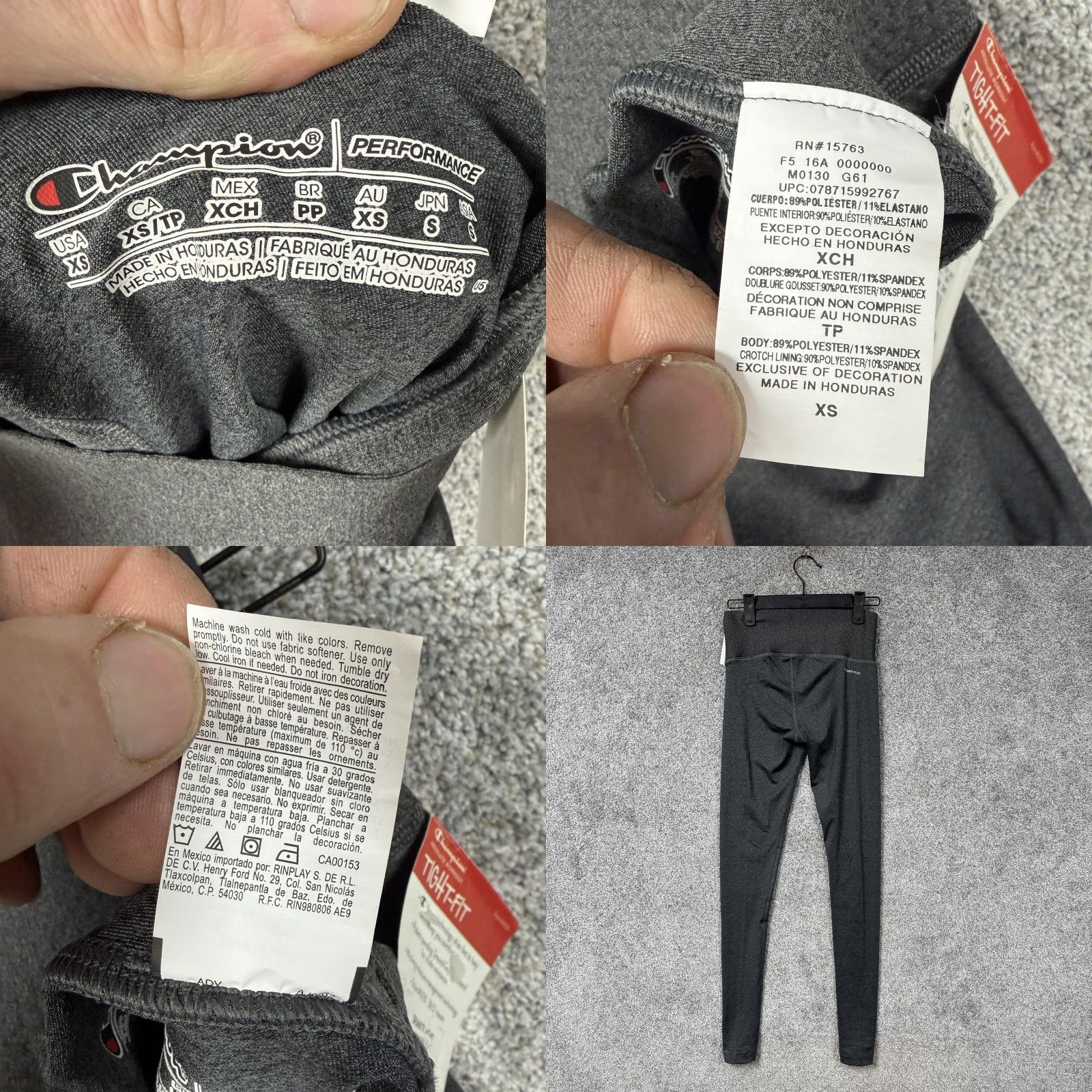 Champion Champion Leggings Women XS Gray Granite Heather Tight Fit Absolute Workout Activewear Slim Yoga Running Gym & Training Girls? Size 26" / US 2 / IT 38 - 8 Thumbnail