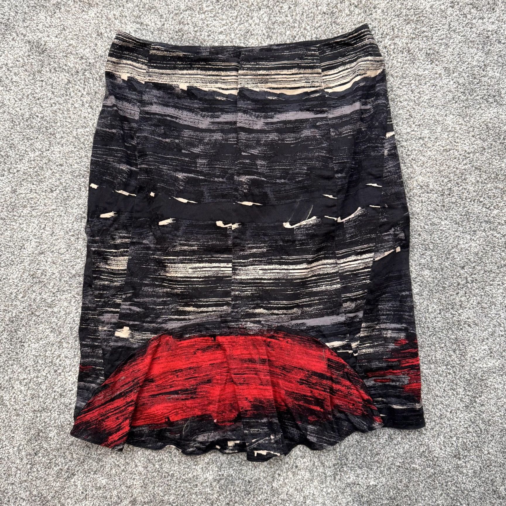 Vintage Etcetera Skirt 6 Abstract Y2K Avant-Garde Brushstroke Art To Wear Black Women Knee Length Lined Stretch Pencil Style 90s? No, avoid. Size 28" / US 6 / IT 42 - 6 Thumbnail