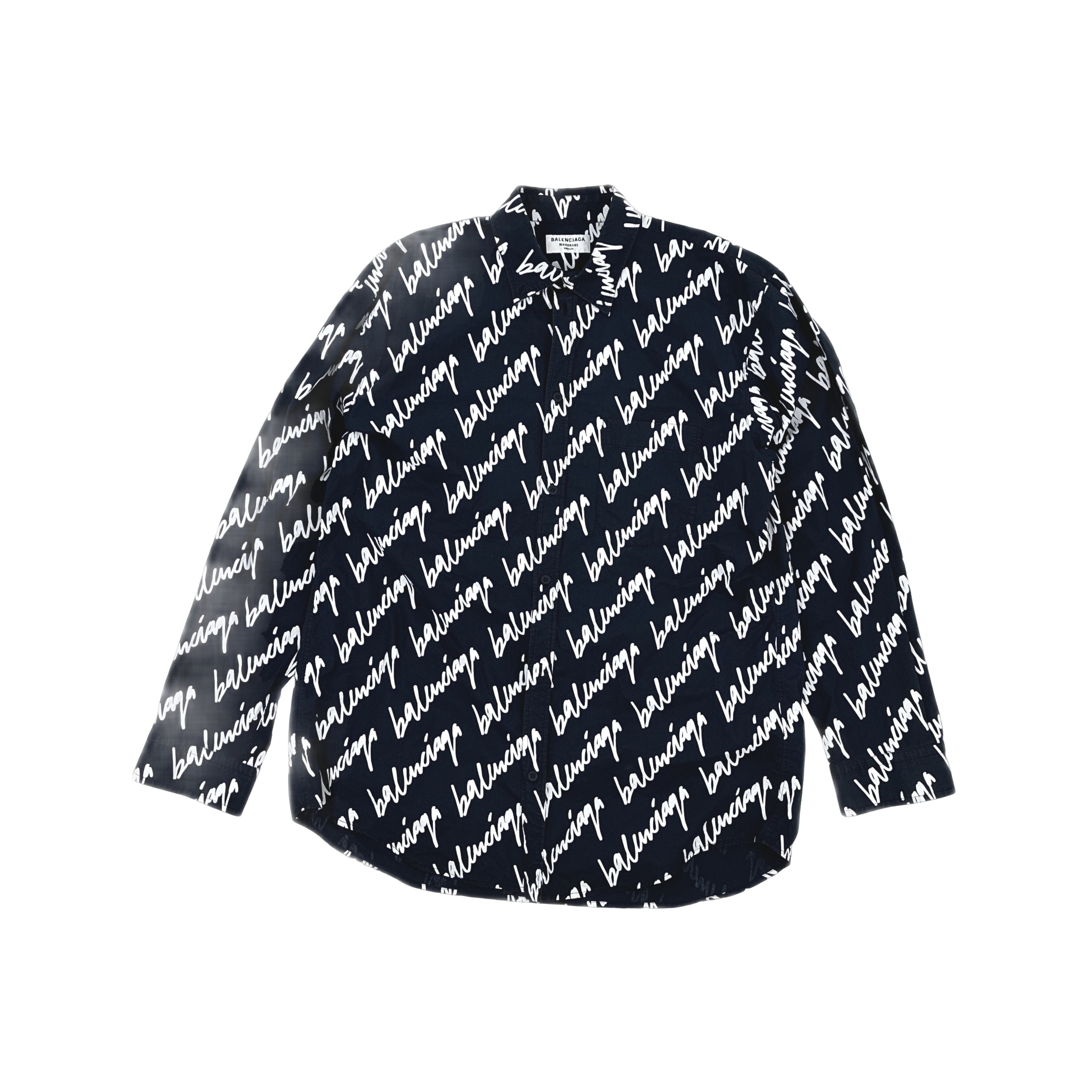 Balenciaga Balenciaga Script Logo Button Up Shirt 38 Size S / US 4 / IT 40 - 1 Thumbnail