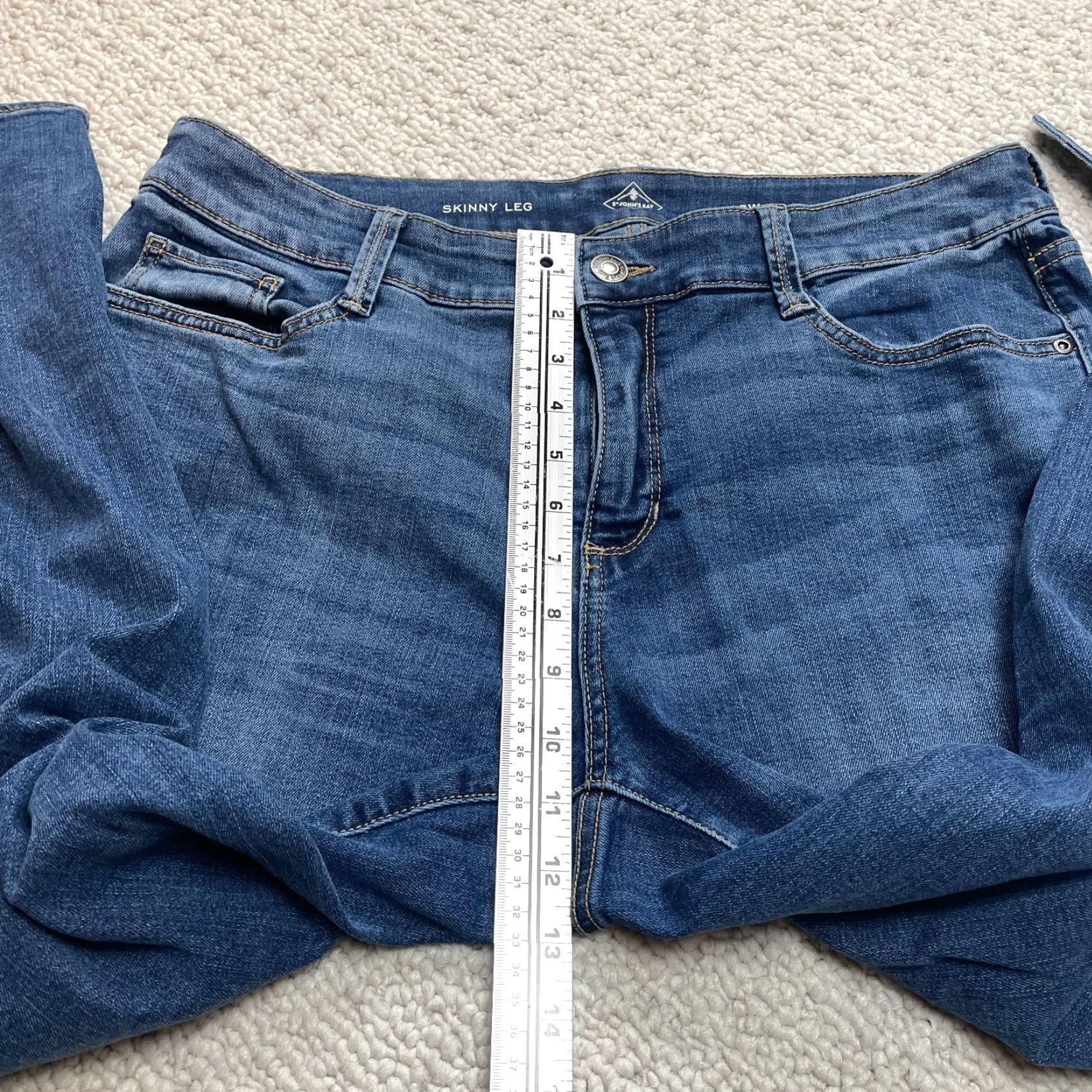Vintage St. John's Bay Jeans Womens 16 W Blue Denim Skinny Leg Ankle Tie 35x26 Mid Rise Size 38" / US 16 / IT 52 - 5 Thumbnail
