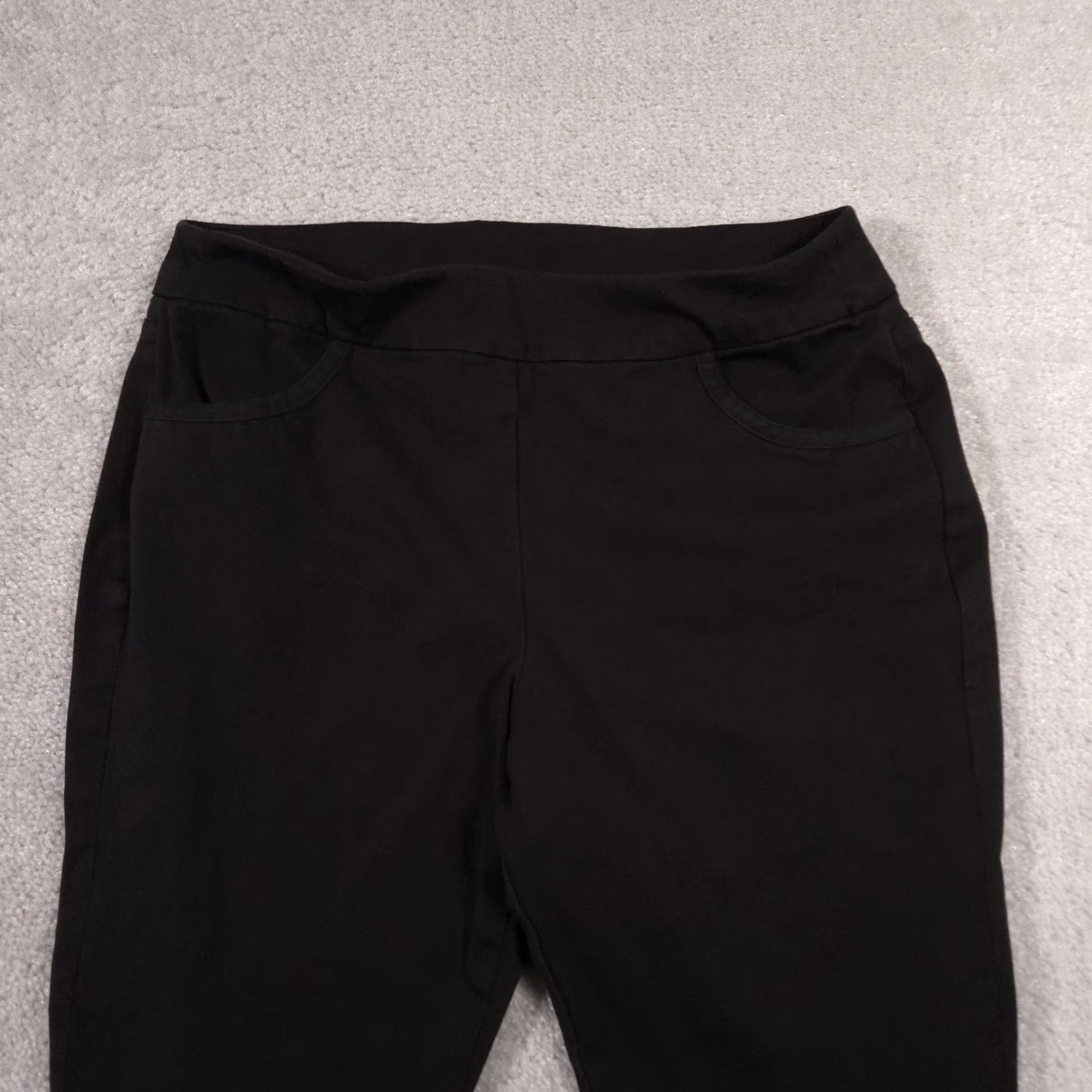 Soft Surroundings Soft Surroundings Pants Womens Petite Medium Black Pull On Cropped Tapered Knit Elastic Waist Pockets Button Hem 20in Inseam Size 32" / US 10 / IT 46 - 3 Thumbnail