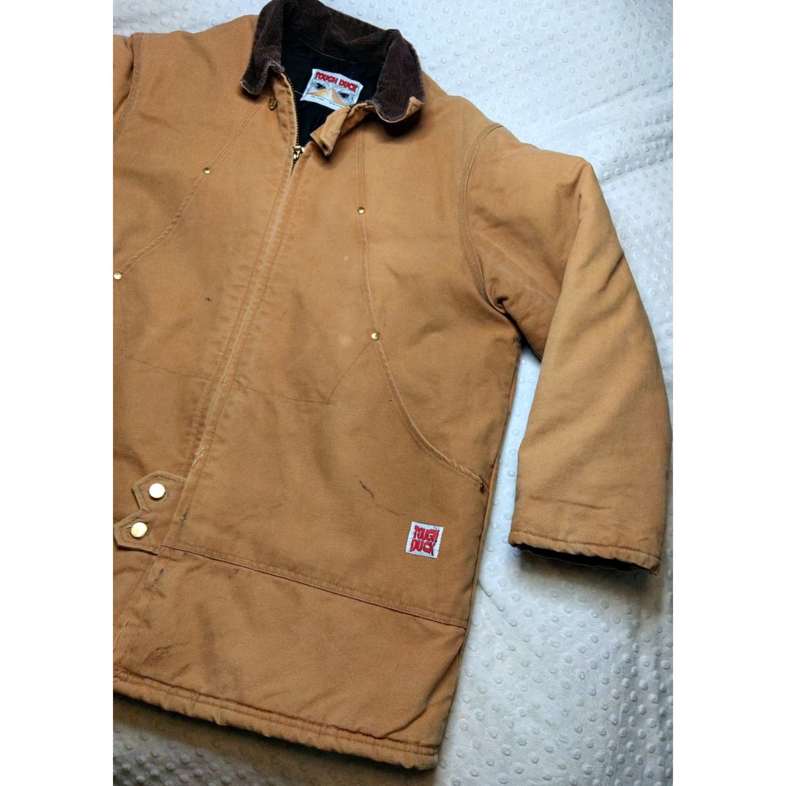 Vintage Vintage Tough Duck Chore Jacket XL Tan Canvas Quilt Lined Zippered Heavyweight Outdoor 90s Men Mens Jacket Size US XL / EU 56 / 4 - 2 Thumbnail