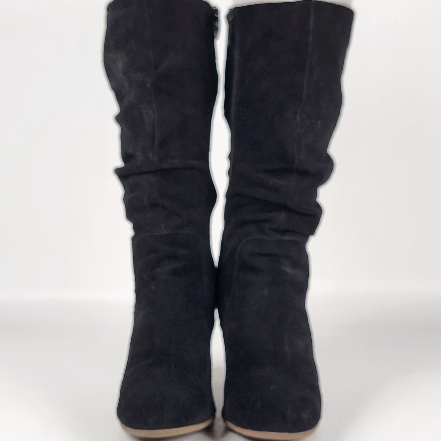 Vintage SONOMA Black Suede Boots Women Size 9 M Mid-Calf Zip Closed Toe Block Heel Chukka Winter Casual Shoes Size US 9 / IT 39 - 2 Thumbnail