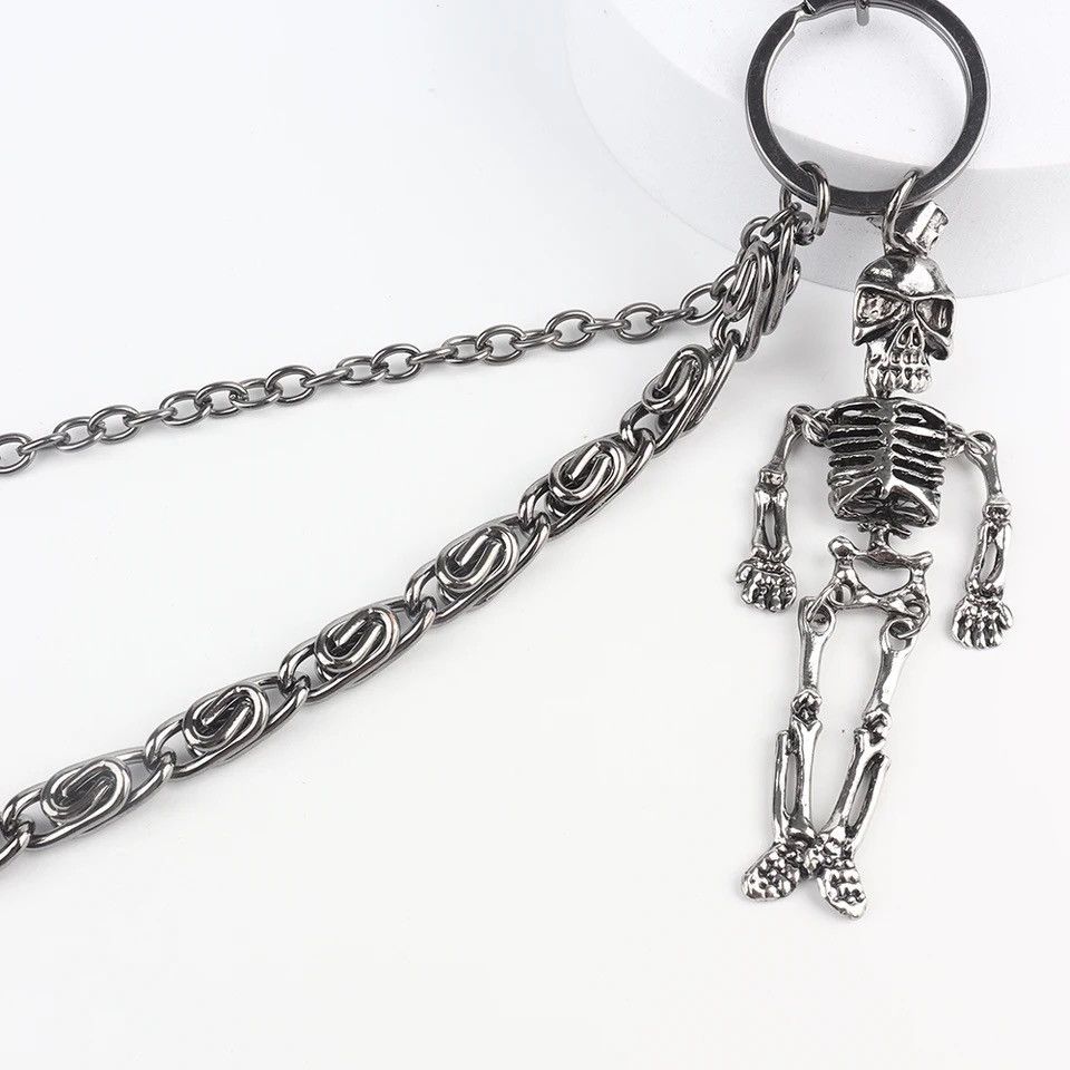 Vintage Retro Goth Skull Skeleton Jeans Chain Size ONE SIZE - 4 Thumbnail