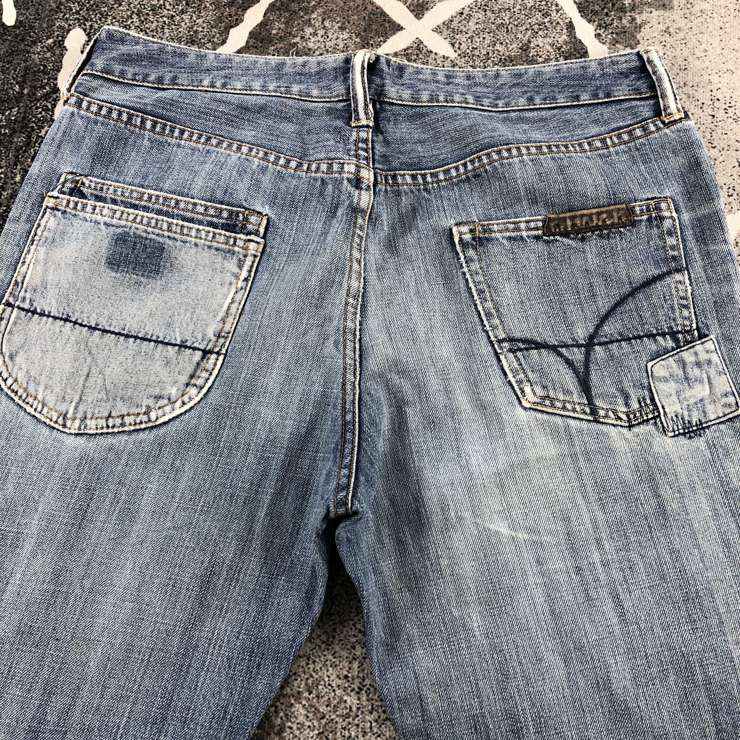 Japanese Brand Back Number Jeans Patchwork Cropped Denim KJ754 Size US 34 / EU 50 - 4 Thumbnail
