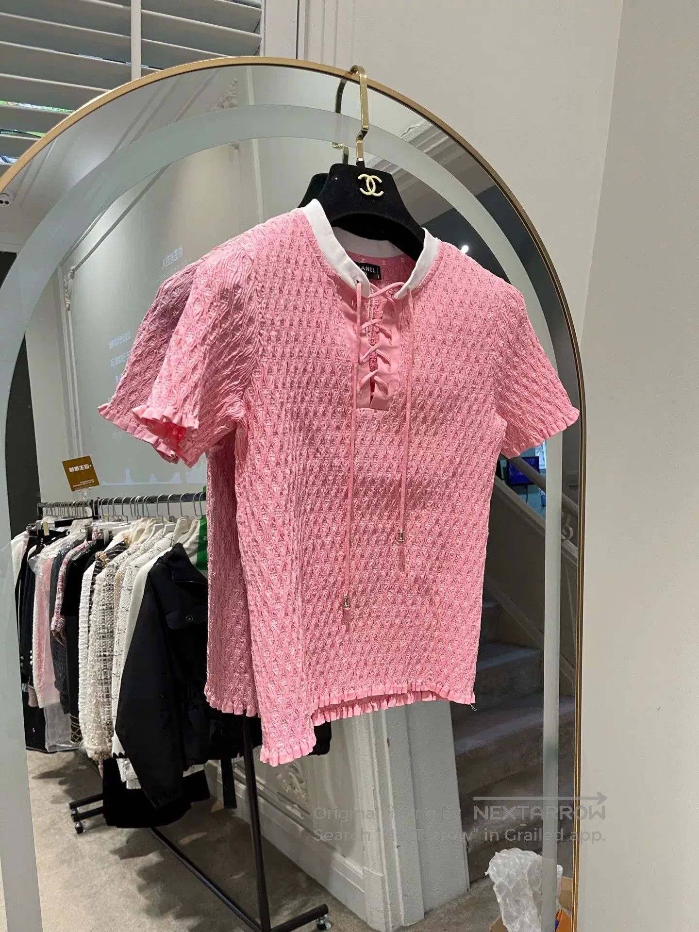 Chanel Chanel Pink Ruched Tie Short Sleeve Top. Size US XS / EU 42 / 0 - 1 Thumbnail