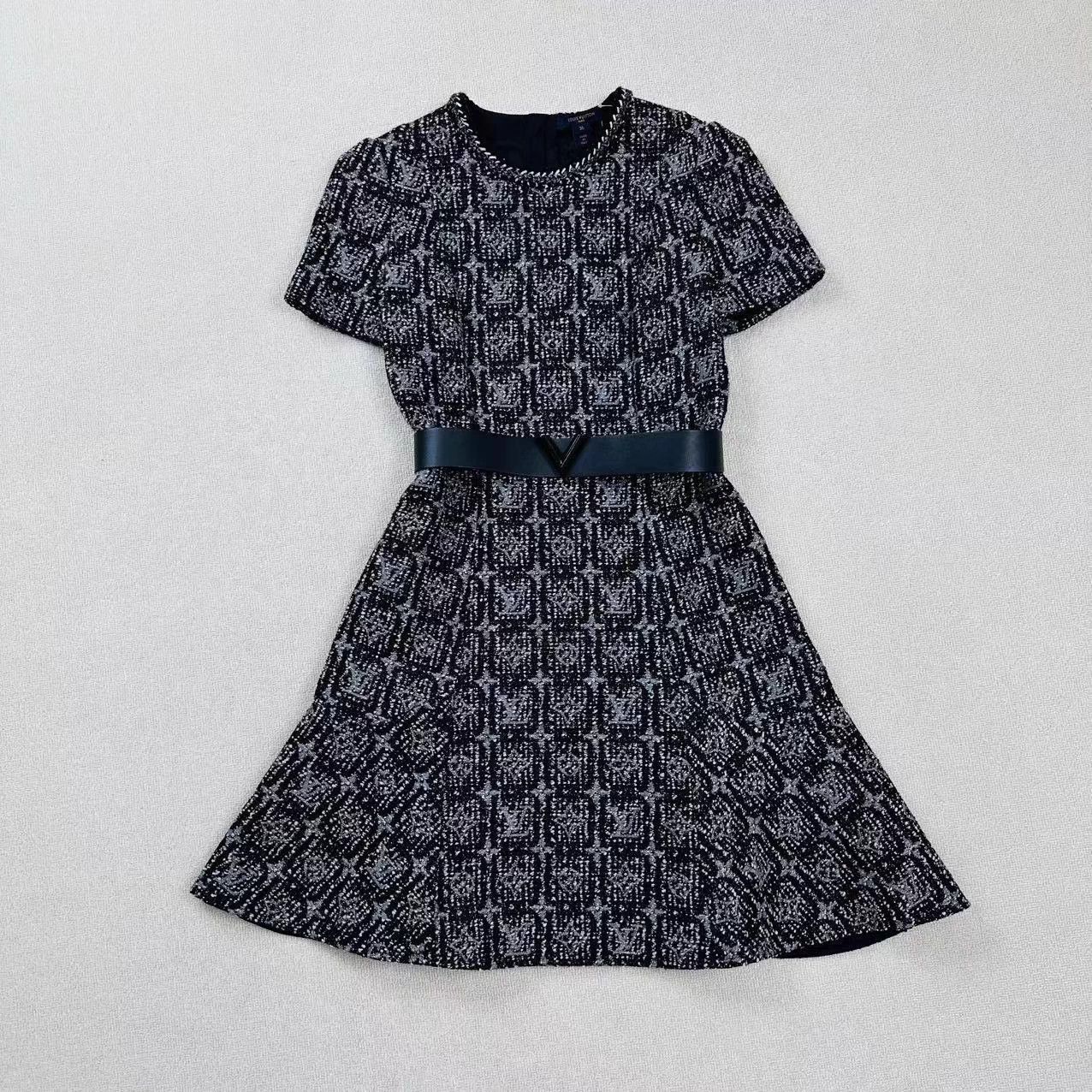 Louis Vuitton LV all over print tweed wool dress 36 mint Size XS / US 0-2 / IT 36-38 - 1 Thumbnail