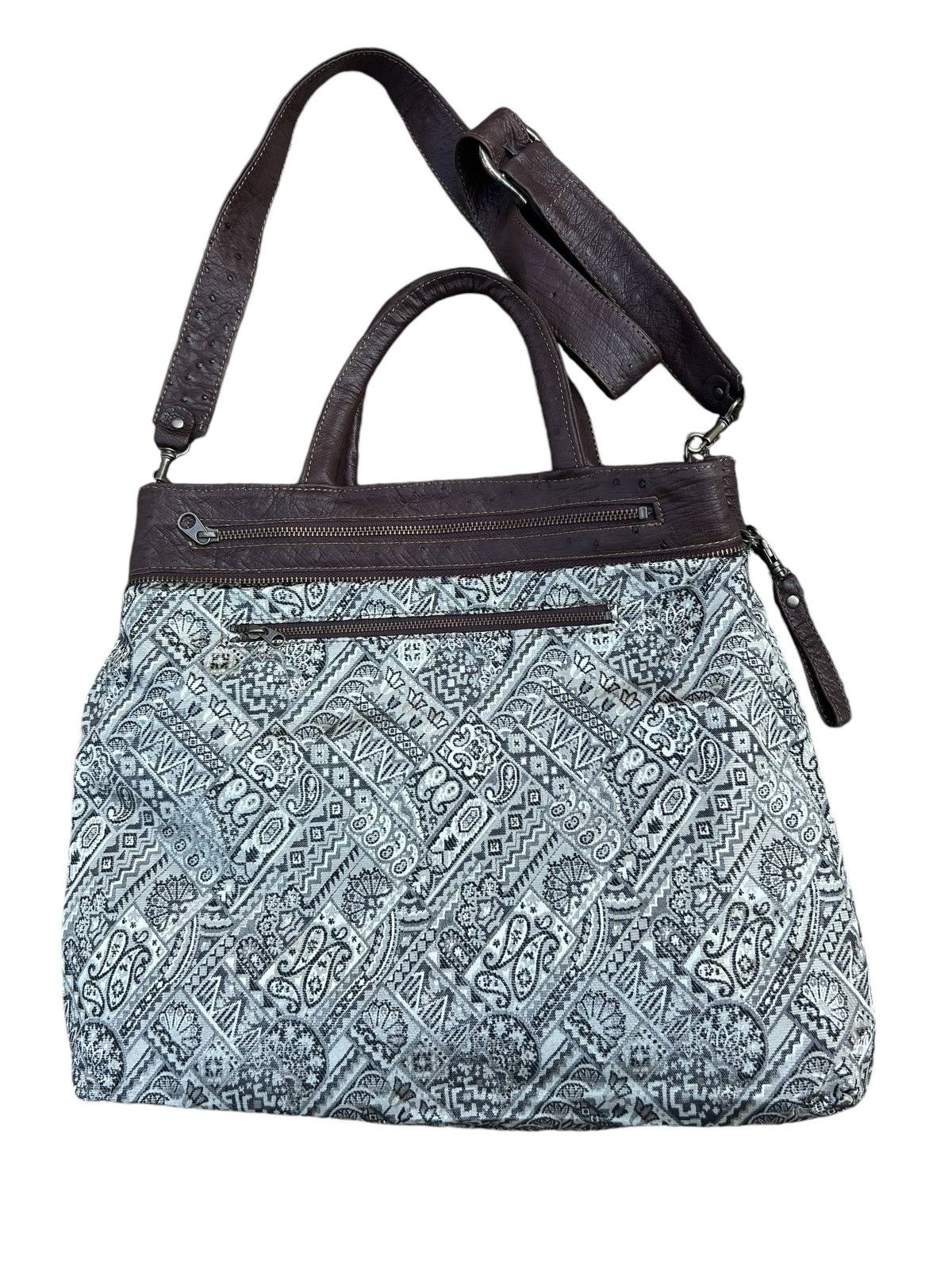 Leather Vintage Ostrich Leather 2 Way Bag AKI Leather Work Japan Size ONE SIZE - 22 Thumbnail
