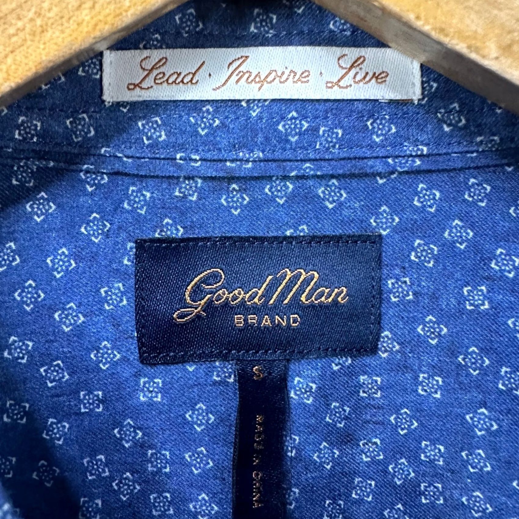 Vintage Good Man Mens Small Blue Geometric Long Sleeve Button Up Shirt Size US S / EU 44-46 / 1 - 4 Thumbnail