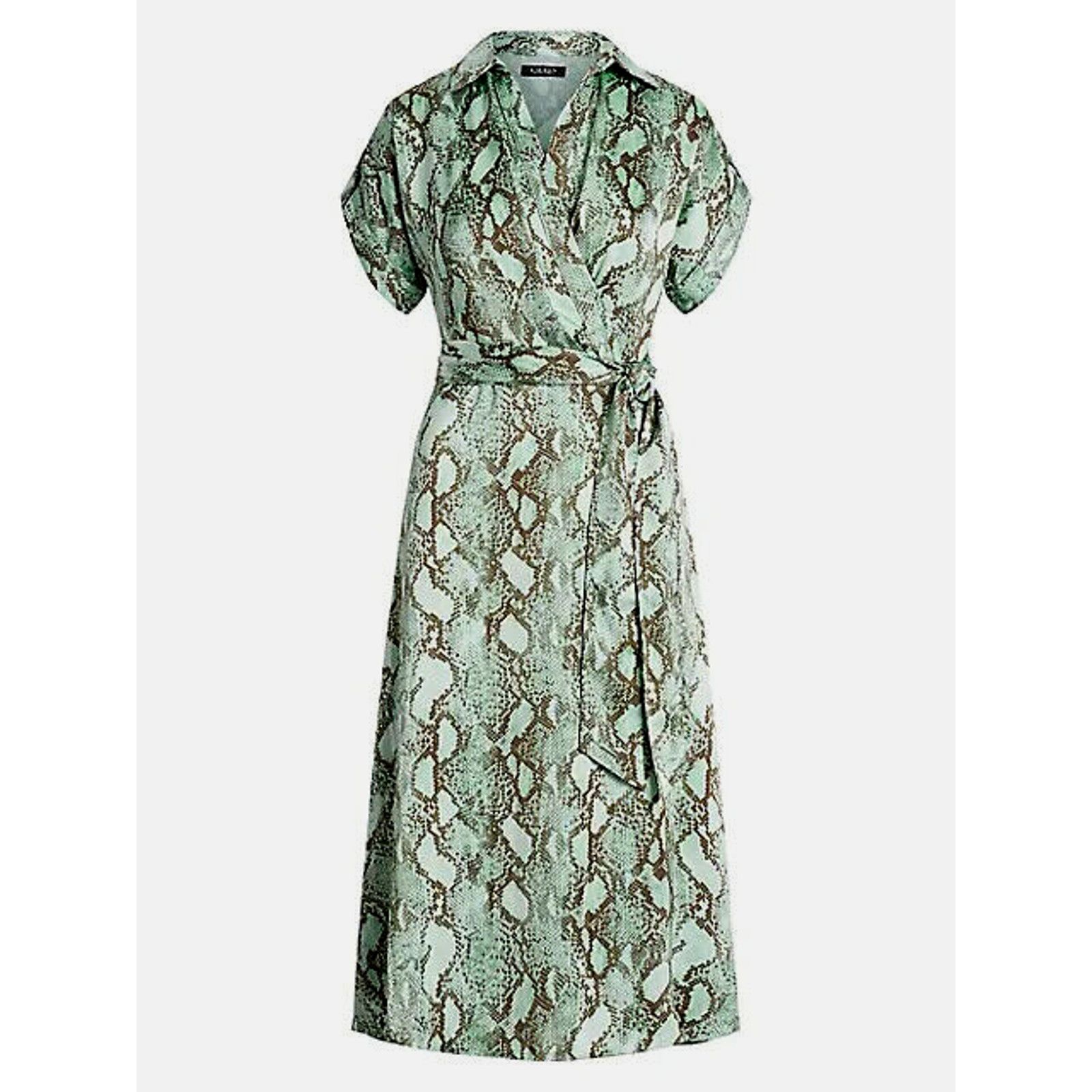 Lauren Ralph Lauren RALPH LAUREN - MINT GREEN SNAKE PRINT SILKY MIDI DRESS SZ 2 Size XS / US 0-2 / IT 36-38 - 5 Thumbnail