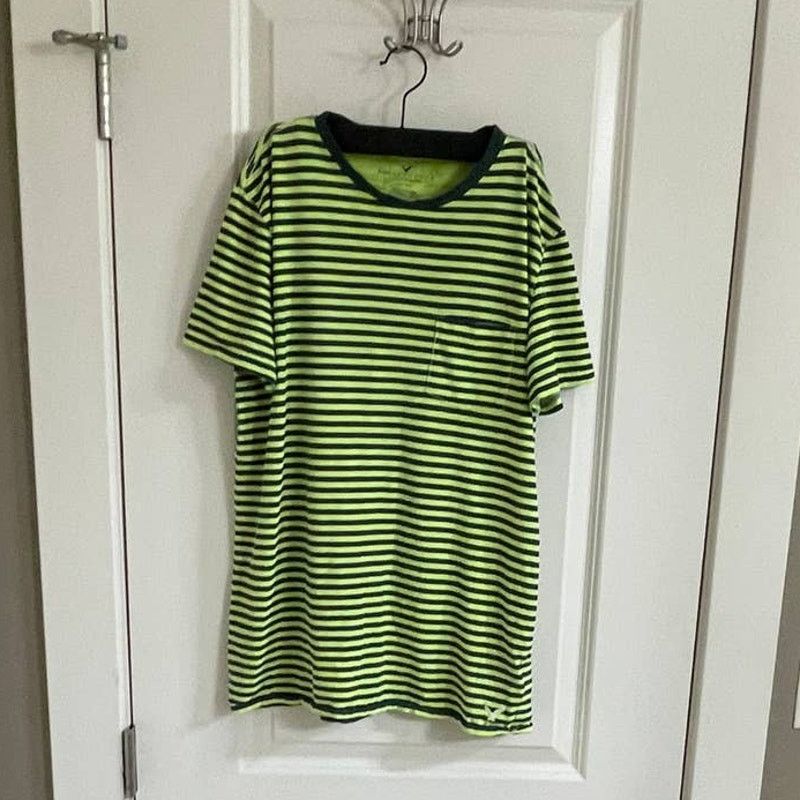 American Eagle Outfitters American Eagle Green and Black striped t-shirt Size Small Size US S / EU 44-46 / 1 - 1 Thumbnail