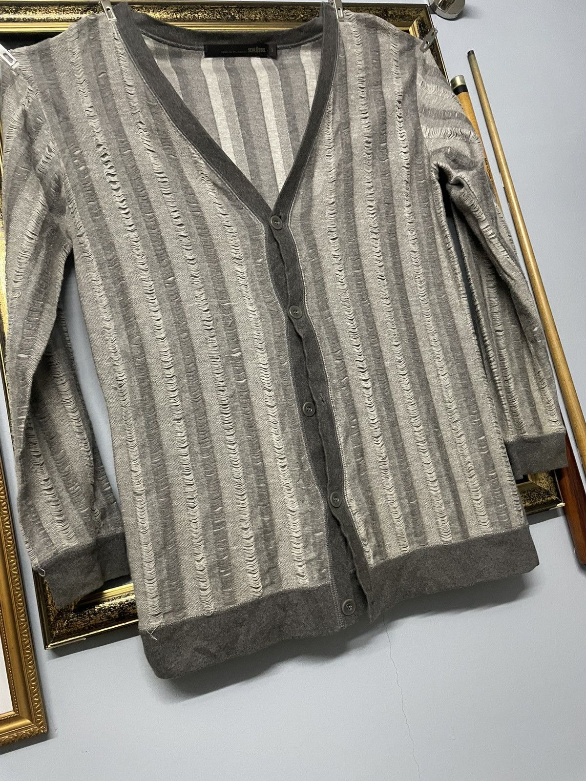 Schlussel Vintage Japan Designer Schlussel Distressed Grunge Cardigan Size US M / EU 48-50 / 2 - 4 Thumbnail