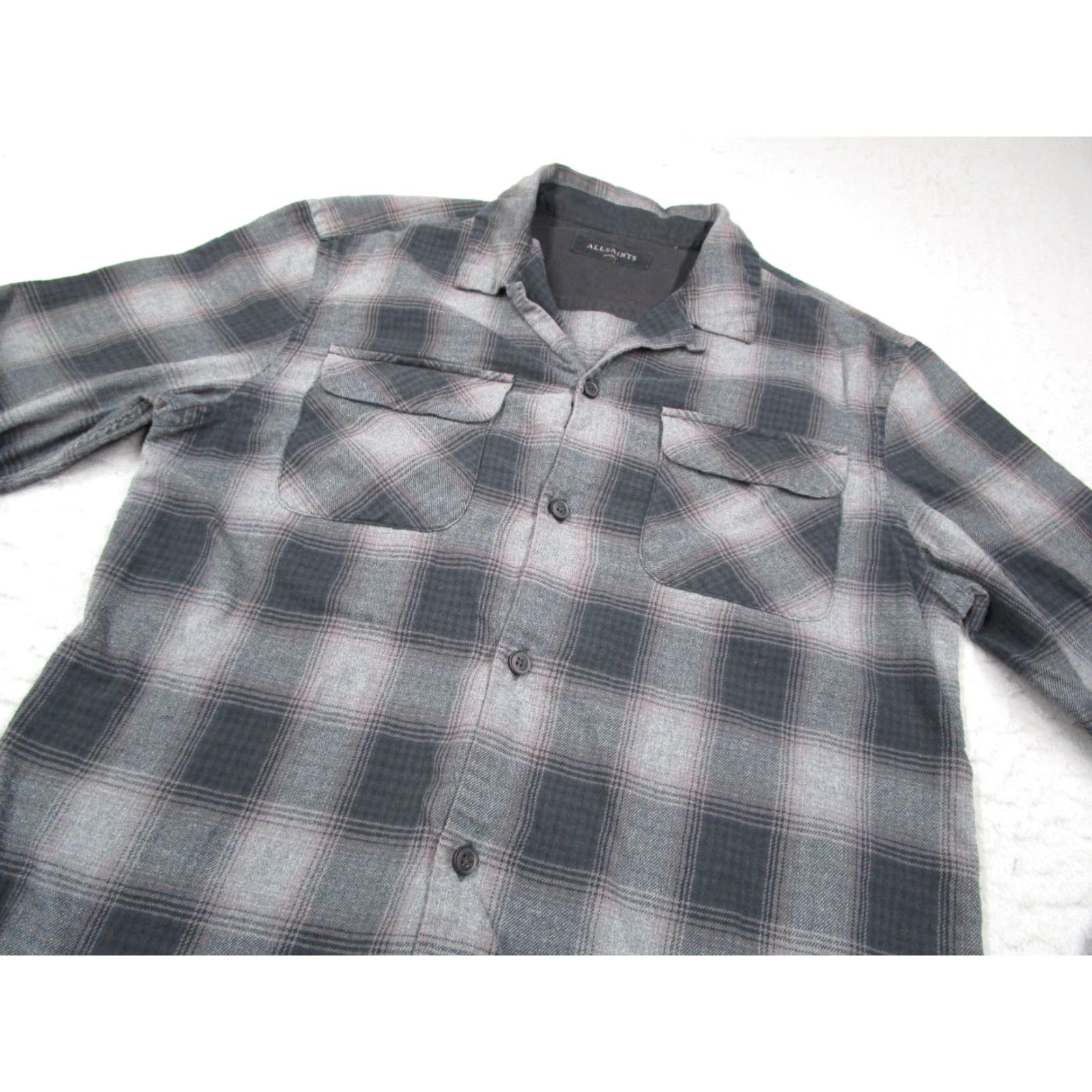 Allsaints VINTAGE AllSaints Men's Shirt Long Sleeve Check Cotton Casual Button Up Gray Small Size US S / EU 44-46 / 1 - 2 Thumbnail