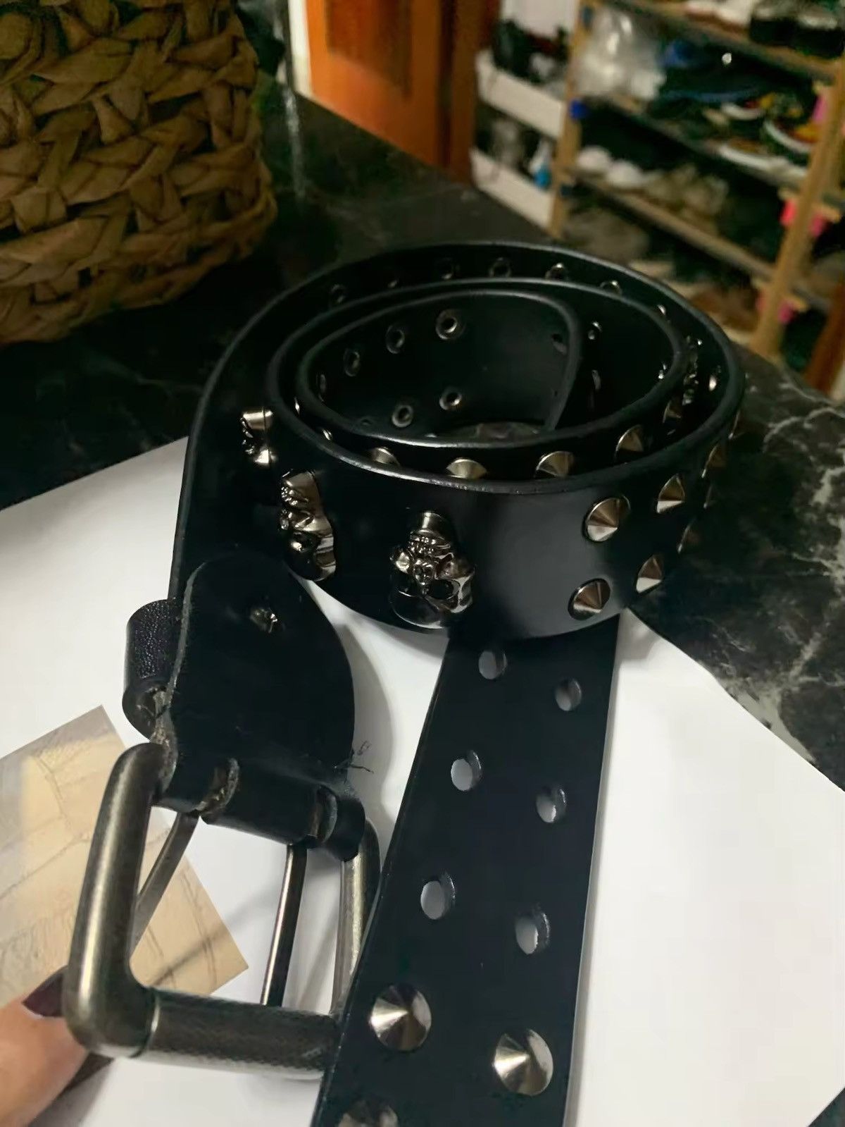 Leather Skull Studded Punk VS Cowboy Belts Size ONE SIZE - 6 Thumbnail