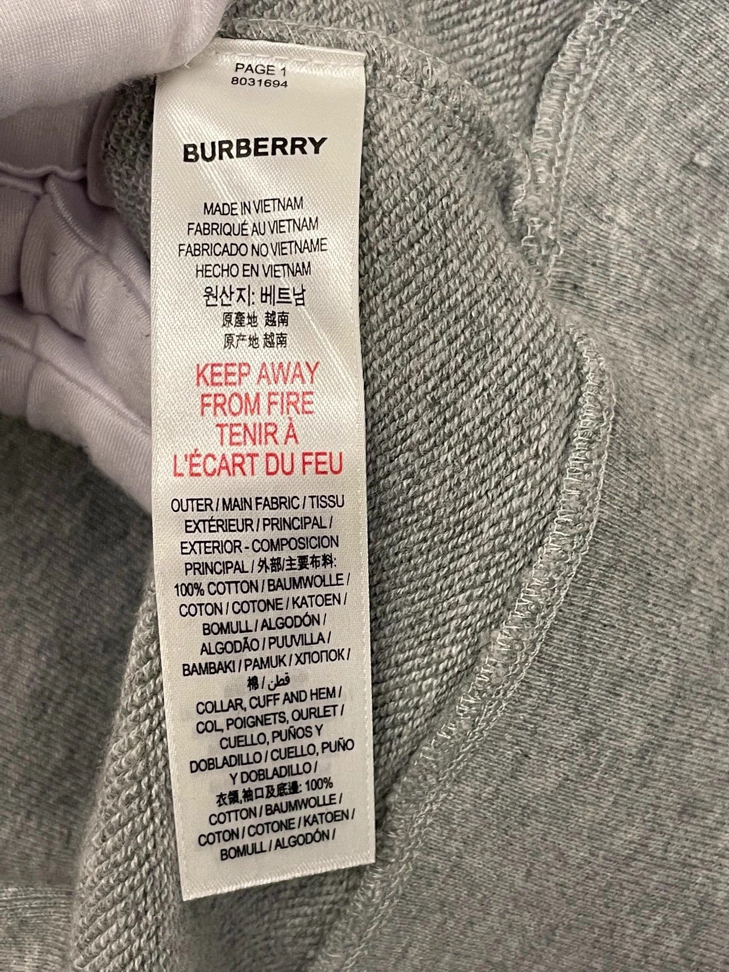 Burberry Burberry Gray Cotton Sweatshirt 14Y Size XXS / US 00 / IT 34 - 7 Thumbnail