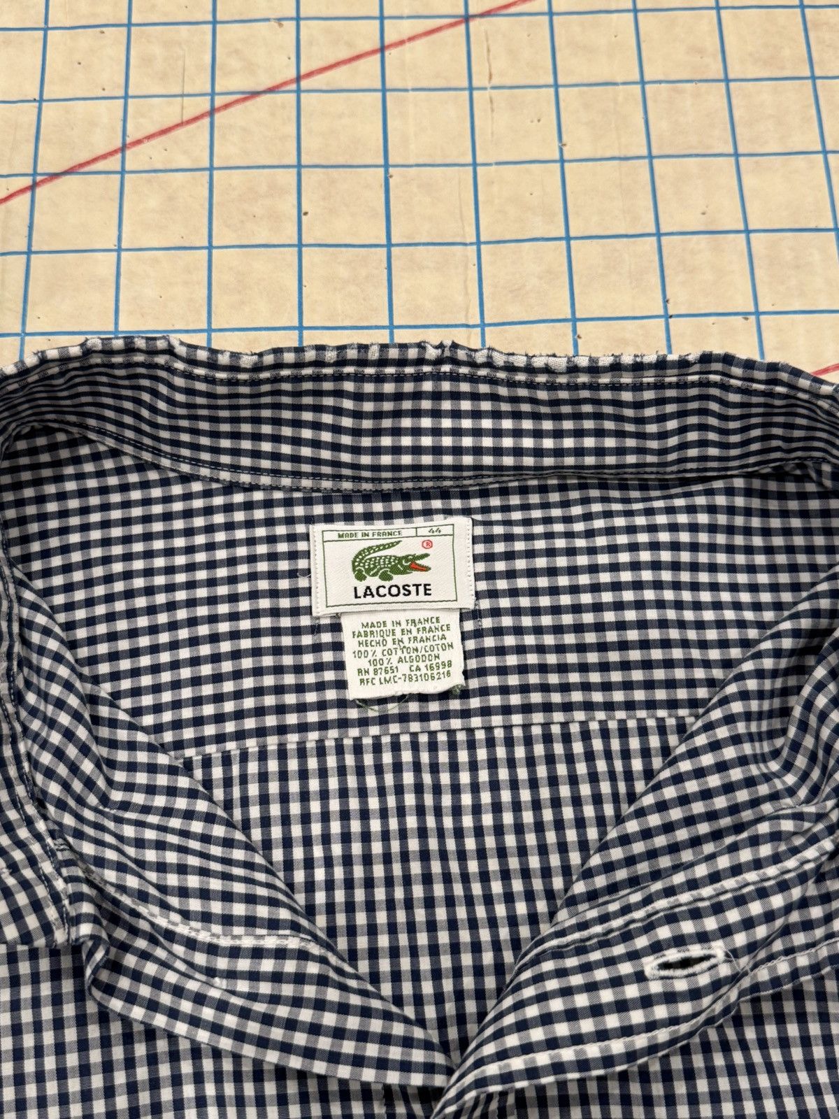 Lacoste Lacoste Gingham Pattern Button Up Shirt Made In France 44 Size US XL / EU 56 / 4 - 7 Thumbnail