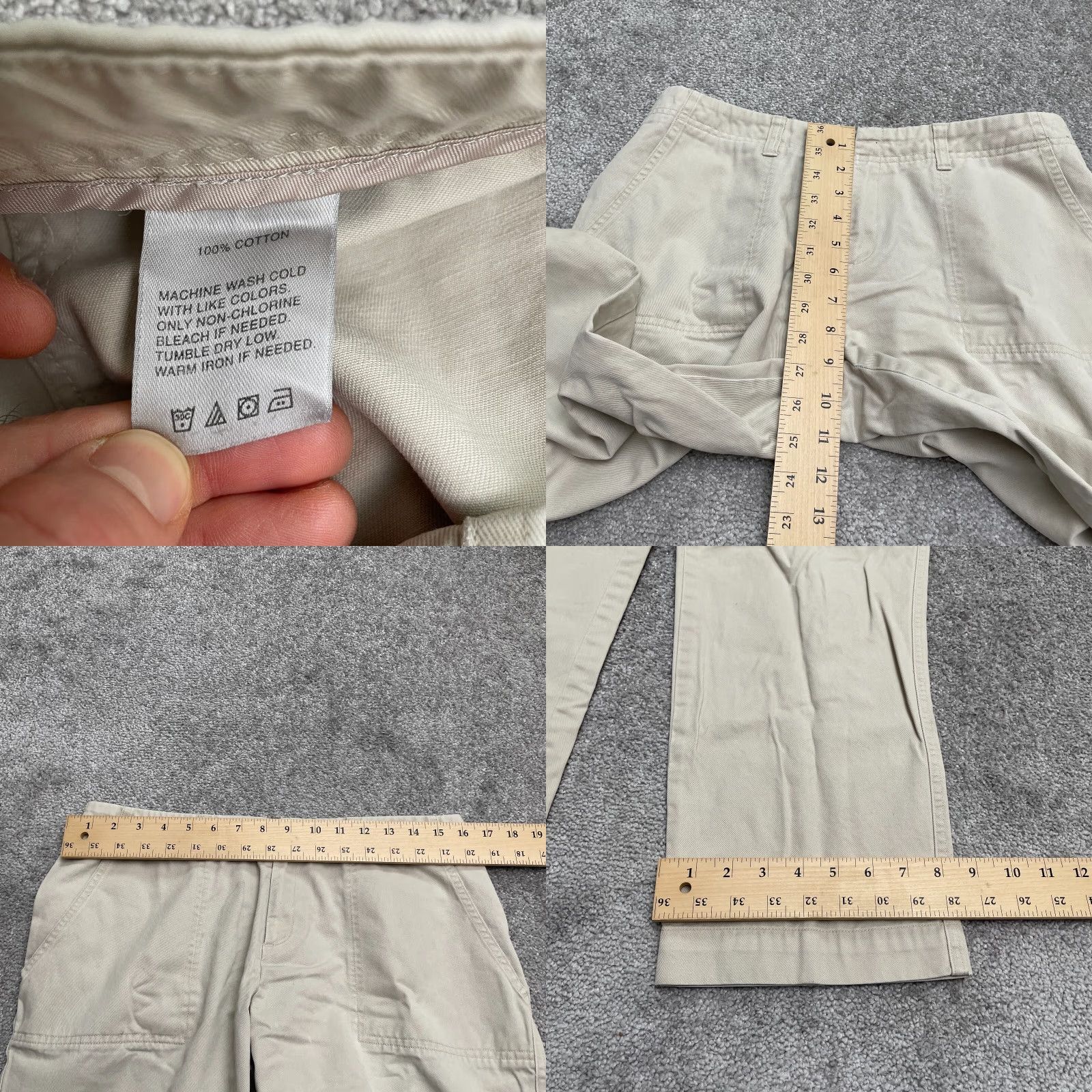 Vintage Halogen Pants Womens 8 Beige Mid Rise Straight Leg Cotton Cropped Casual Distinctive Pockets Tailored Size 30" / US 8 / IT 44 - 8 Thumbnail