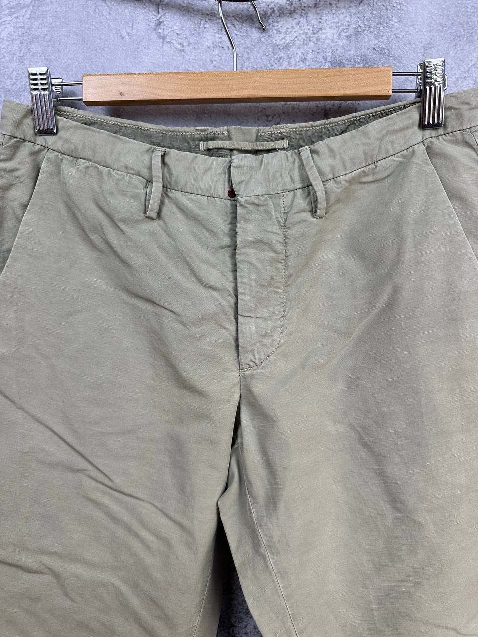 Incotex Incotex Slim Fit Cotton/Linen Trousers Olive Pants Size US 32 / EU 48 - 4 Thumbnail