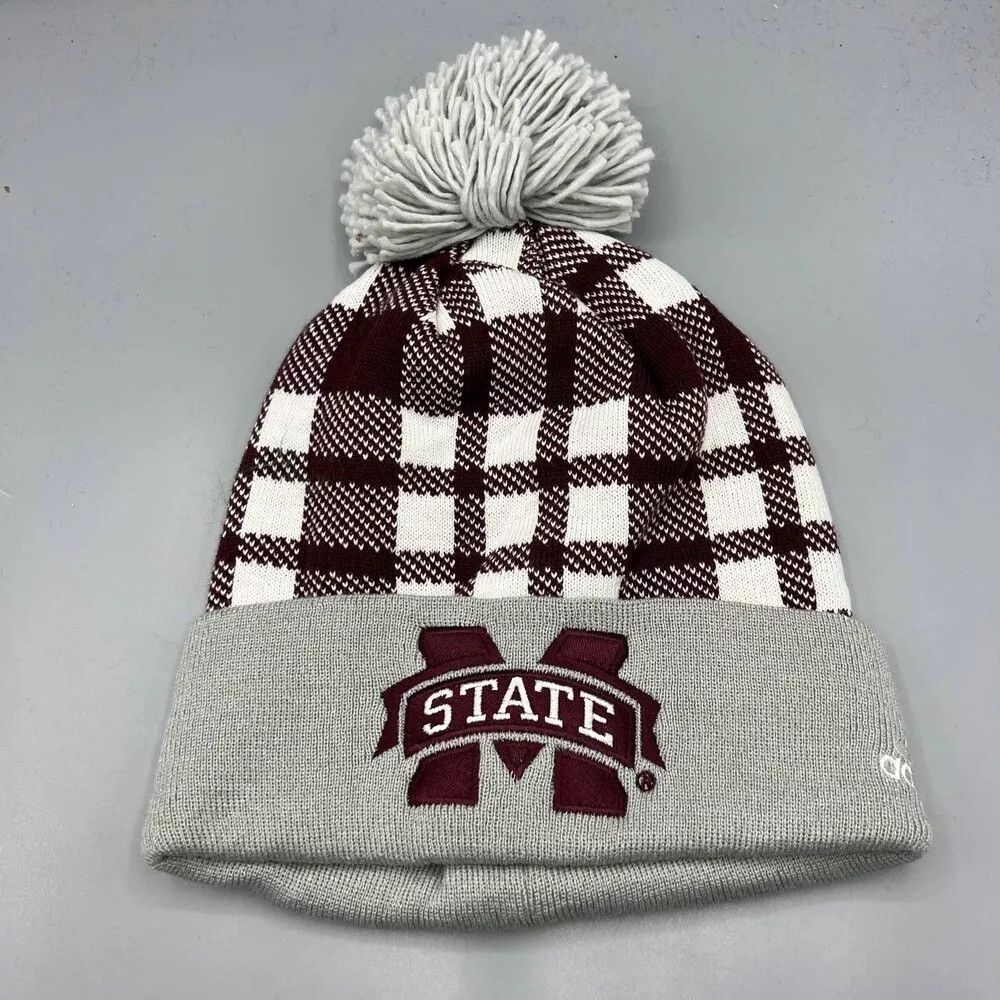 Adidas Mississippi State Bulldogs Hat Men Cuffed Beanie Pom Pom Size ONE SIZE - 1 Thumbnail