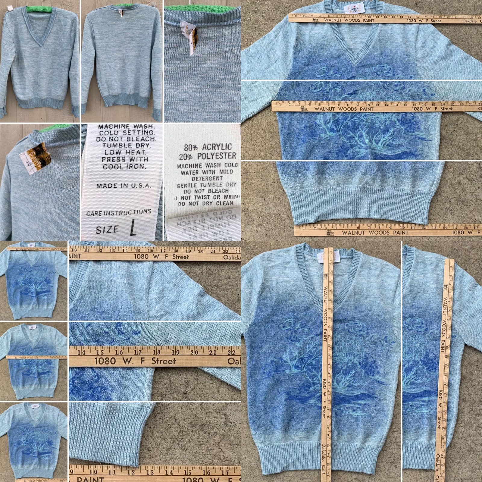Jantzen VINTAGE Jantzen 100 Sweater Long Sleeve V-Neck Graphic Print Blue Size L Menskeletal Size US L / EU 52-54 / 3 - 8 Thumbnail