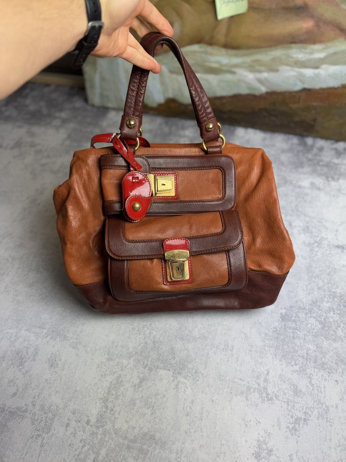 Avant Garde x Dolce Gabbana Dolce&gabbana Key Y2K Leather Hand Shoulder Tote Bag in Brown, Women's