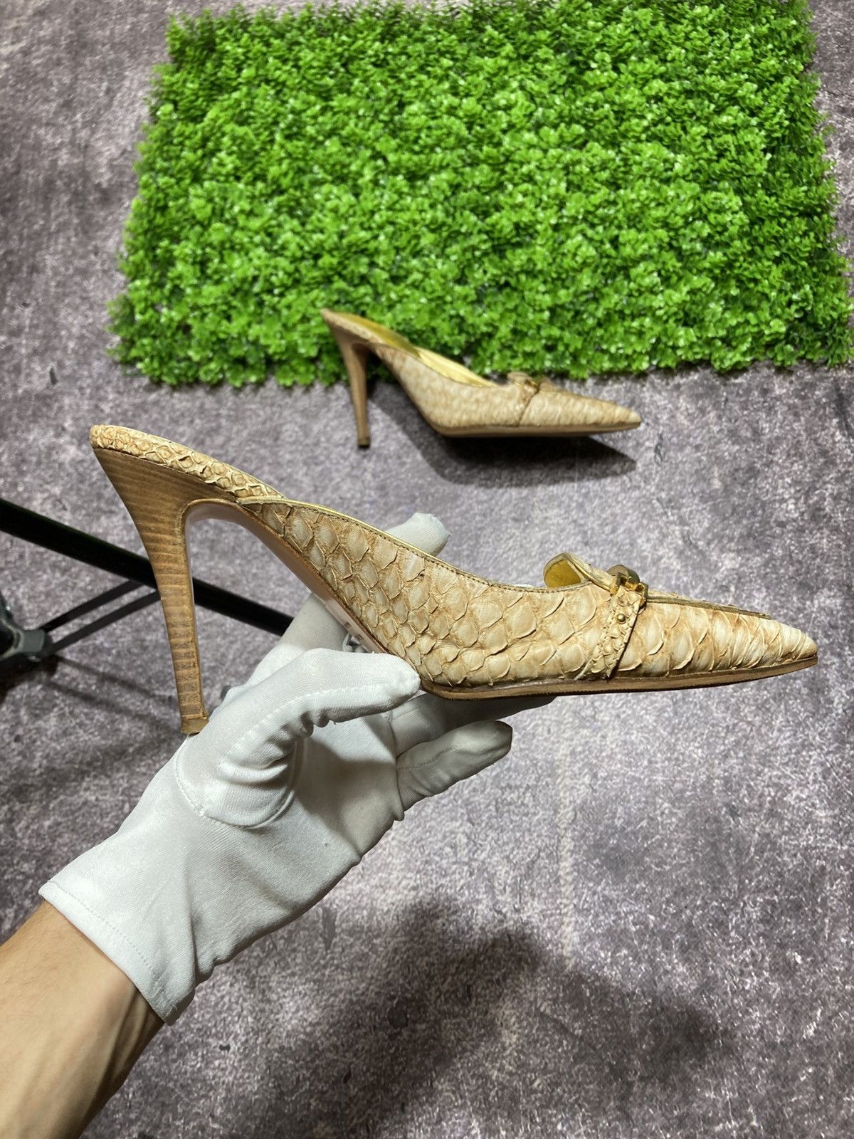 Other NANDO MUZI Mules Heels Toe Python Leather Gold Size US 9 / IT 39 - 4 Thumbnail