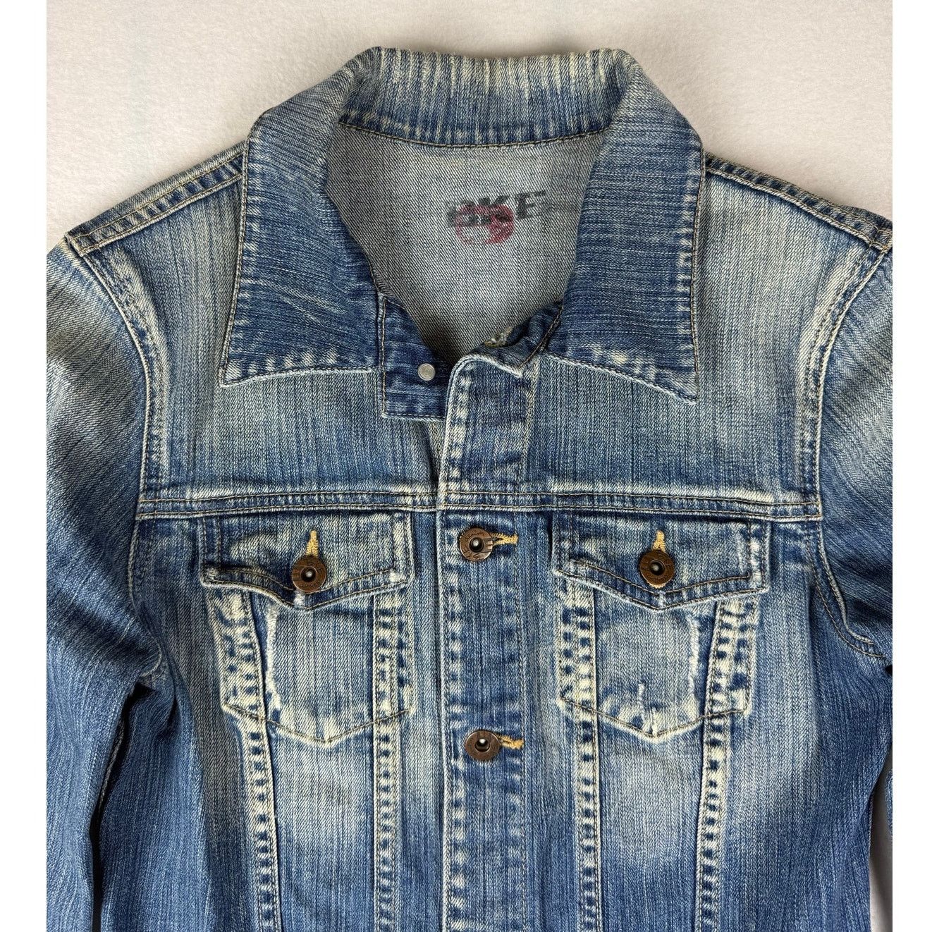 BKE BKE 67 Distressed Denim Blue Jean Jacket - Women's M Size M / US 6-8 / IT 42-44 - 2 Thumbnail