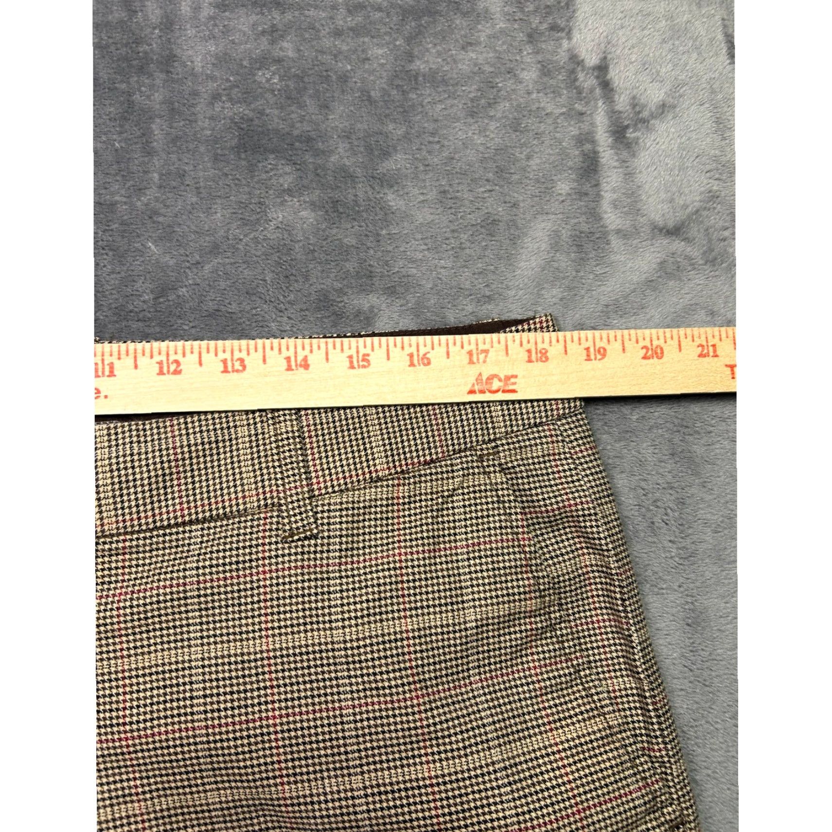Gap VINTAGE Gap Stretch Womens 14 Brown Houndstooth Wide-Leg Cuffed Trousers Size 36" / US 14 / IT 50 - 6 Thumbnail